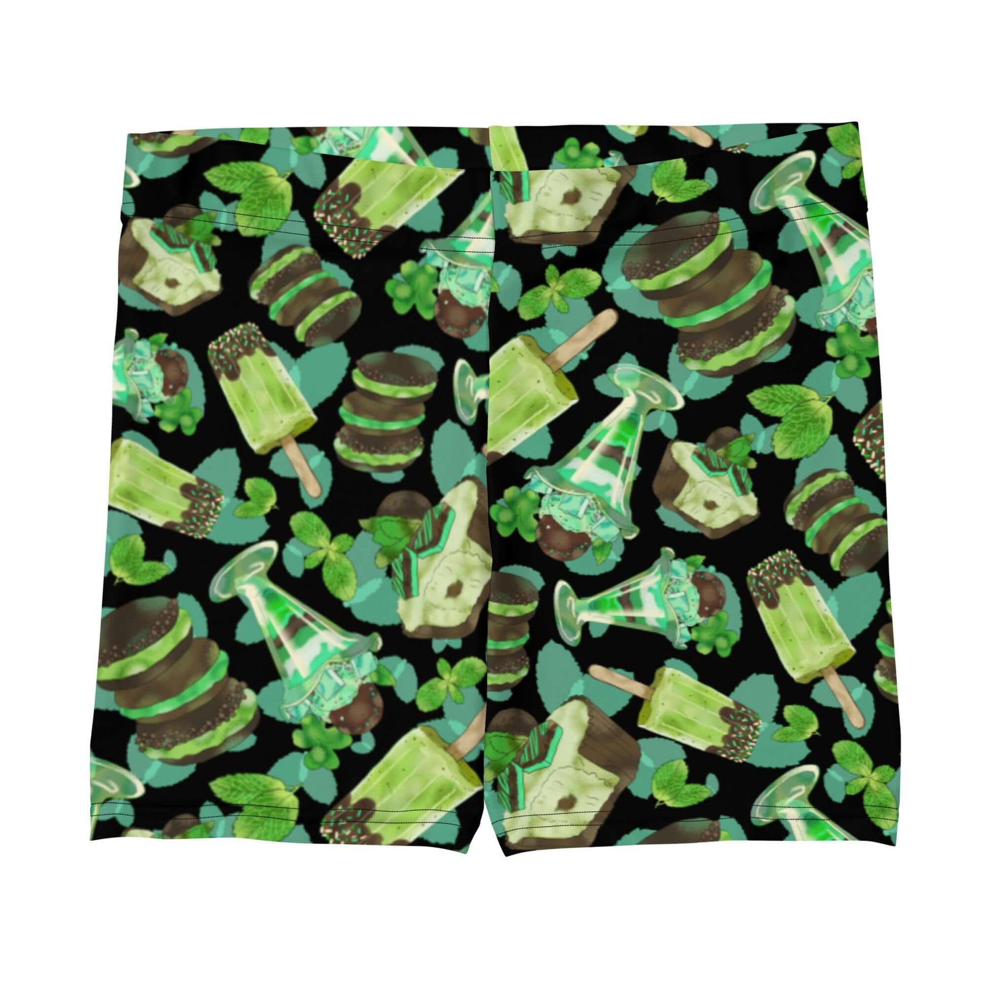 Choco Mint Shorts feature a fun dessert pattern, blending style and comfort for your active lifestyle.