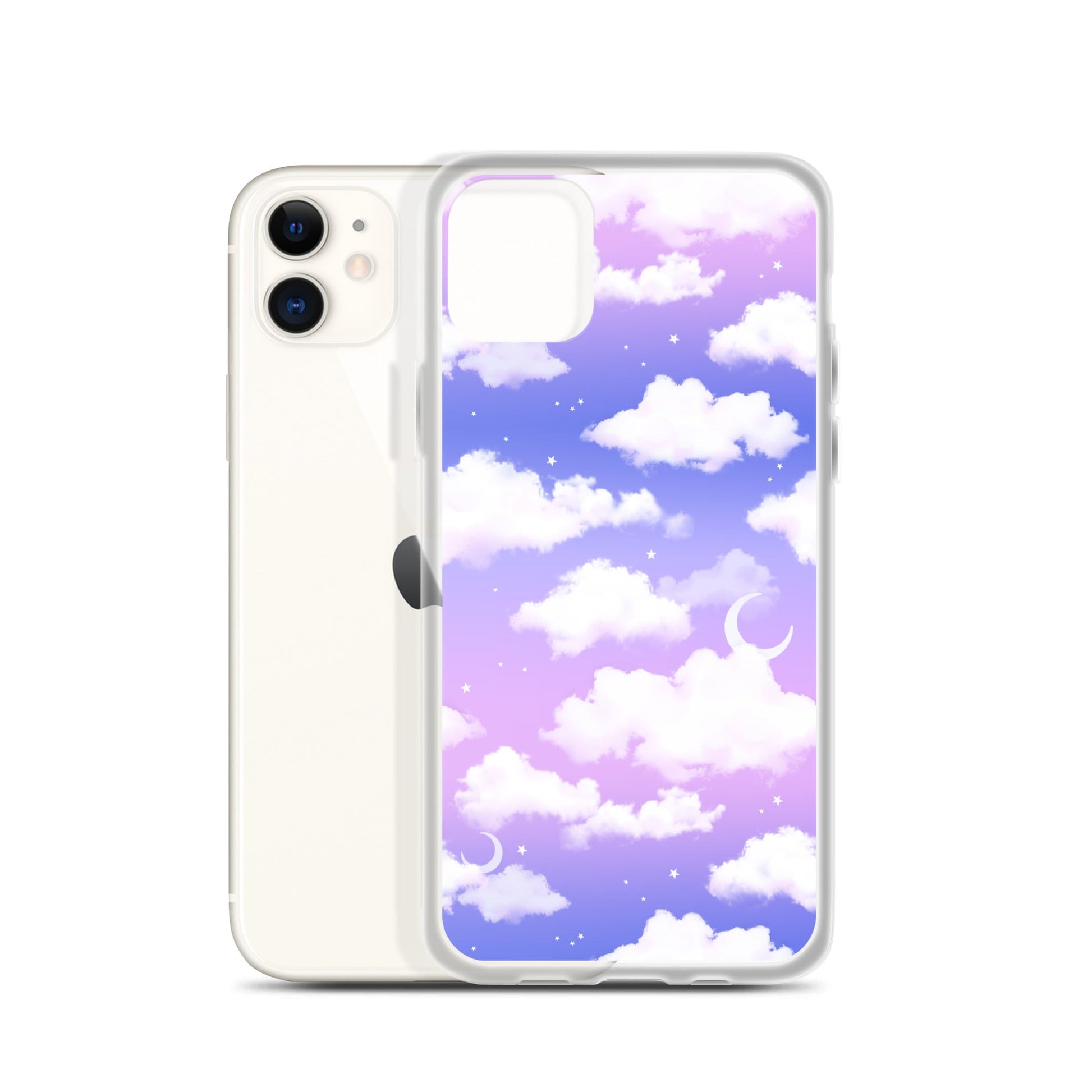Protect your phone stylishly with the Cloudy Sky iPhone® Clear Case, featuring a whimsical cloud design.