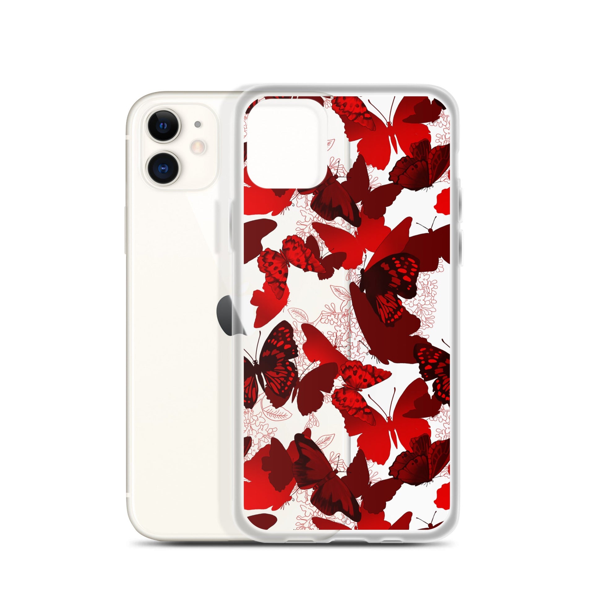 Stylish Butterfly iPhone® Clear Case with flexible sides and solid back, perfect for protection and easy access.