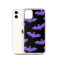 Morrigan iPhone® Clear Case featuring a sleek design with vibrant bat graphics, offering superior protection and style.