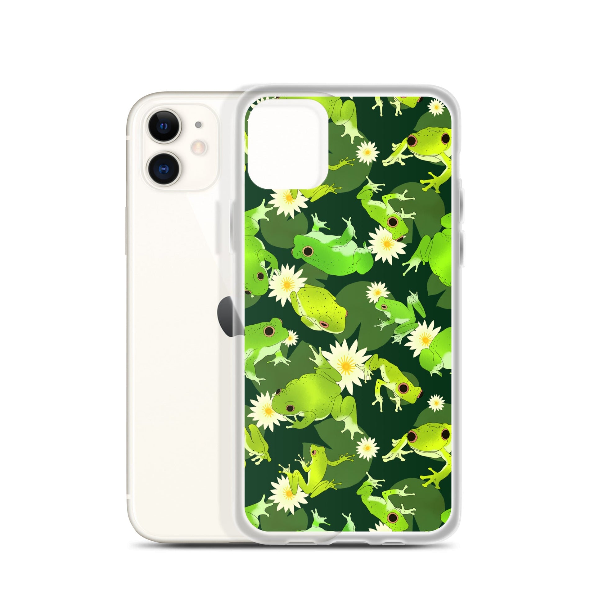 Protect your phone stylishly with the Kero-kero iPhone® Clear Case, featuring a vibrant frog pattern and flexible sides.