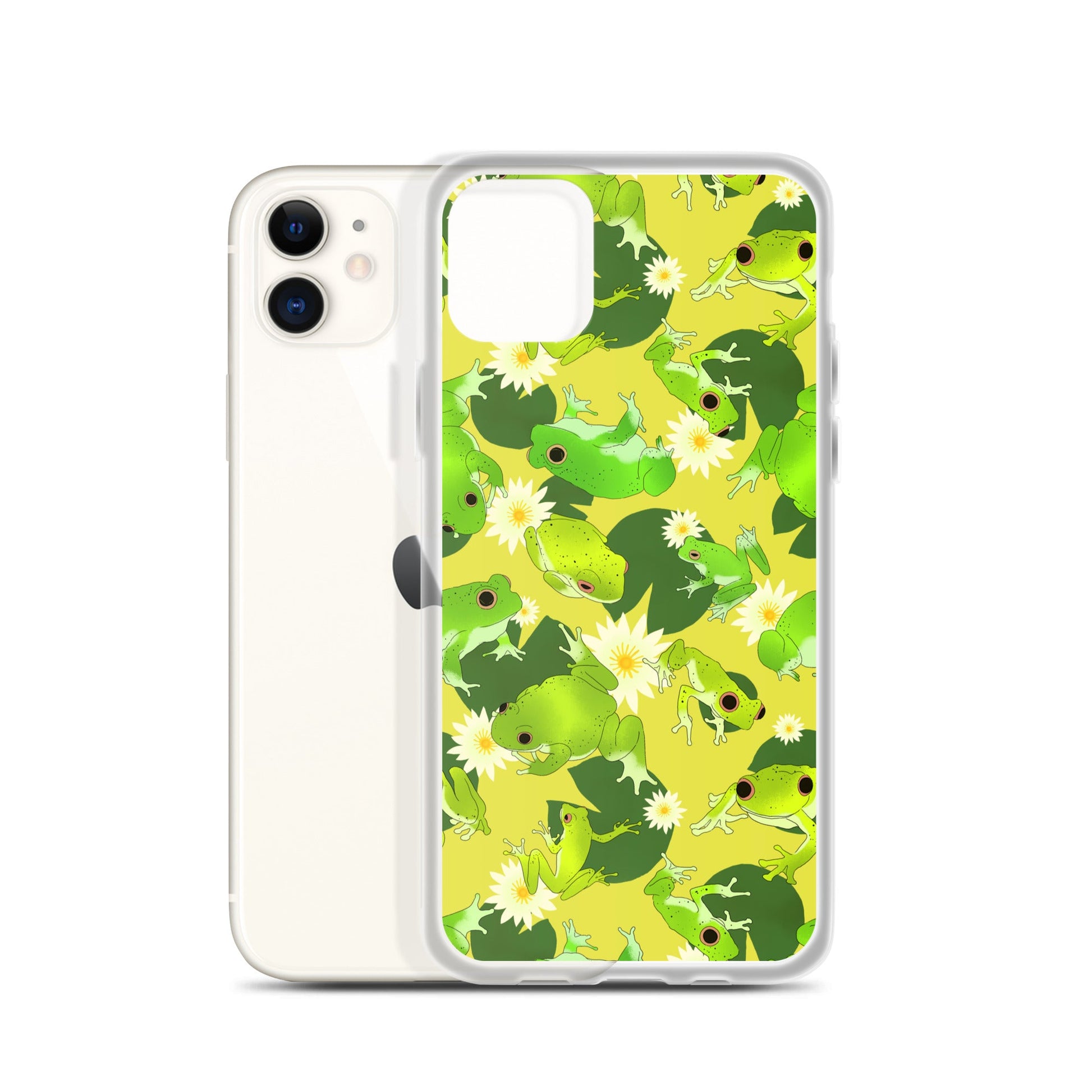 Kero-kero iPhone® Clear Case features a vibrant frog design, offering stylish protection for your device.