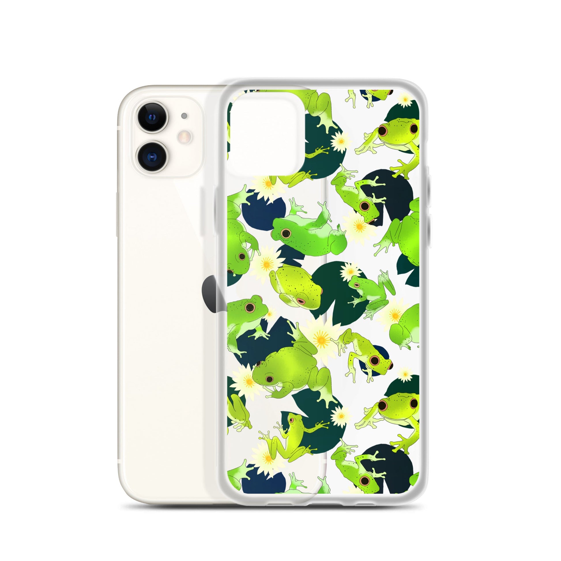 Kero-kero iPhone® Clear Case featuring vibrant frog designs for stylish protection against scratches and dirt.