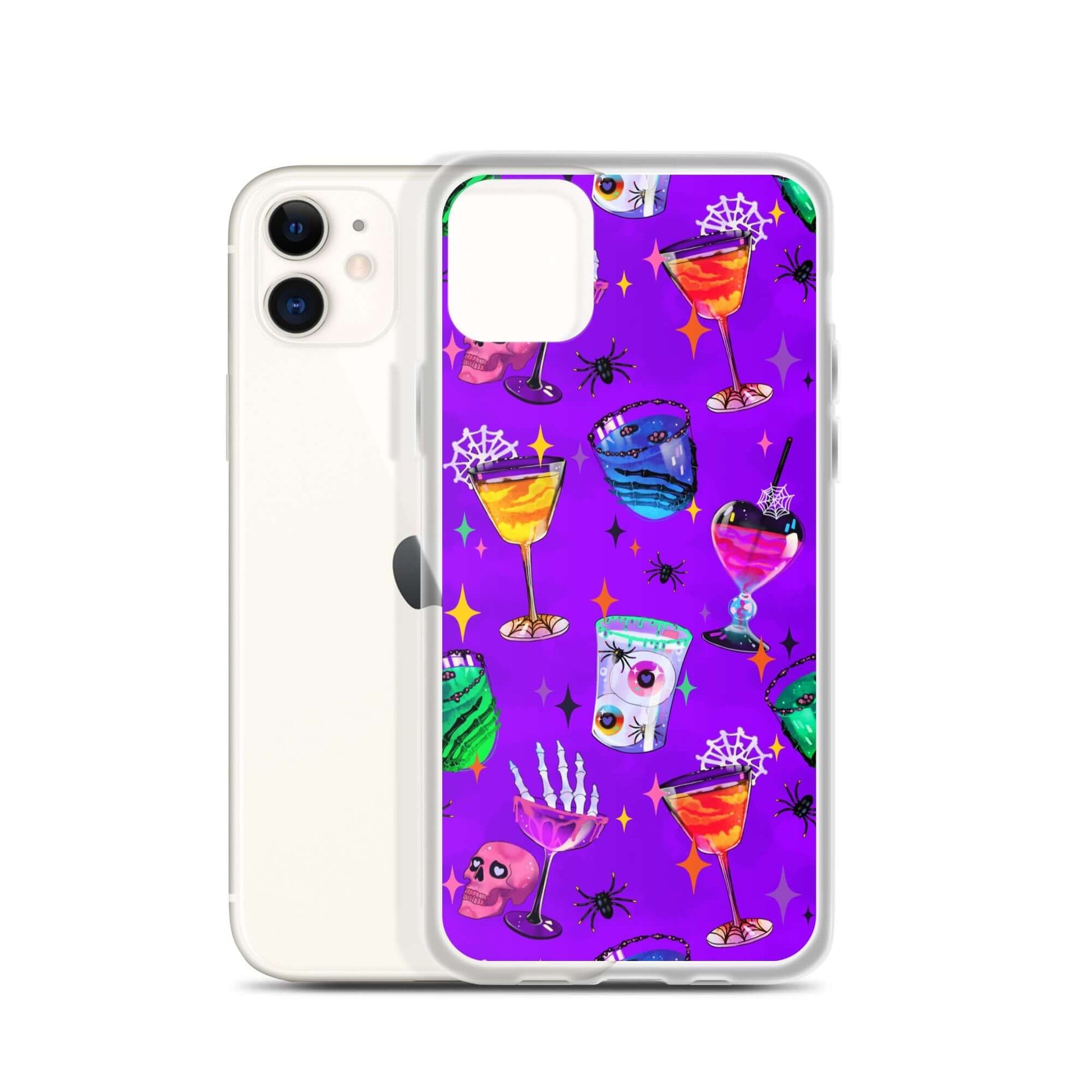 Colorful Monster Party iPhone® Clear Case featuring fun designs, offering scratch protection and easy access to ports.
