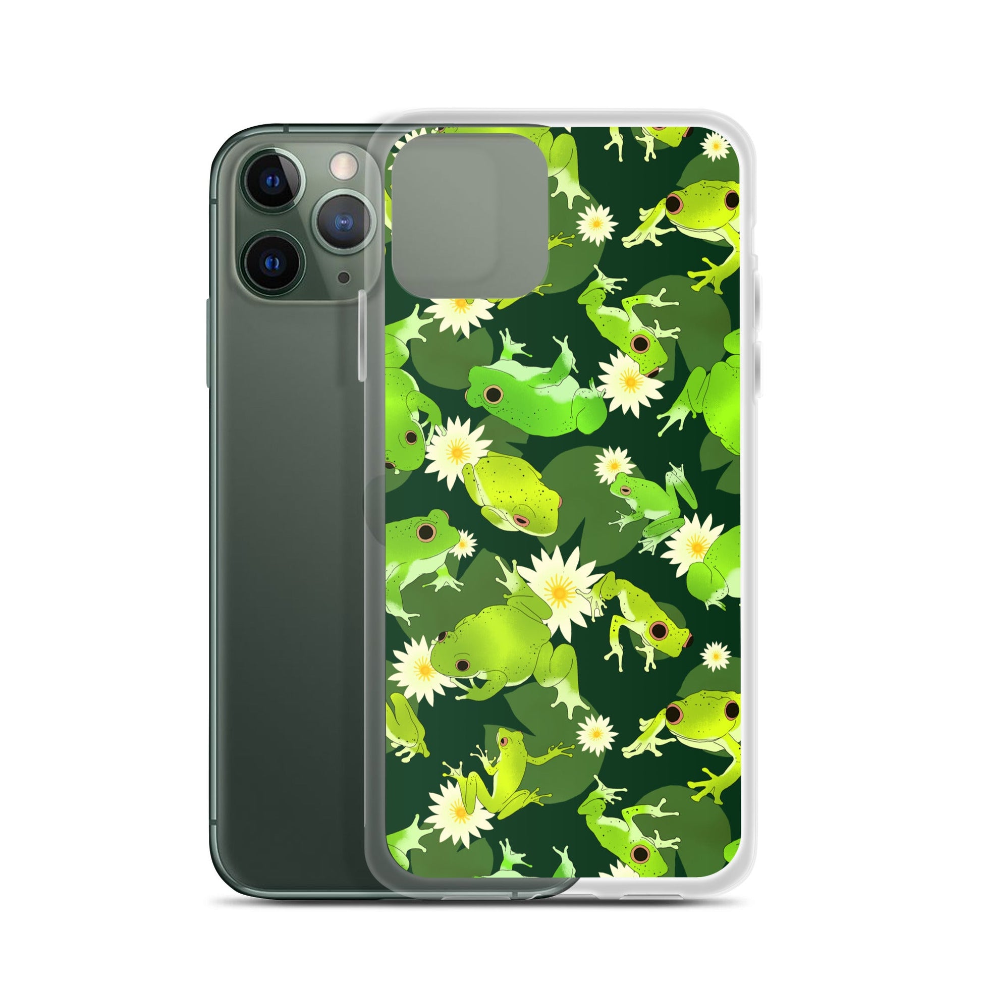 Kero-kero iPhone® Clear Case features vibrant frog designs, offering stylish protection from scratches and dirt.
