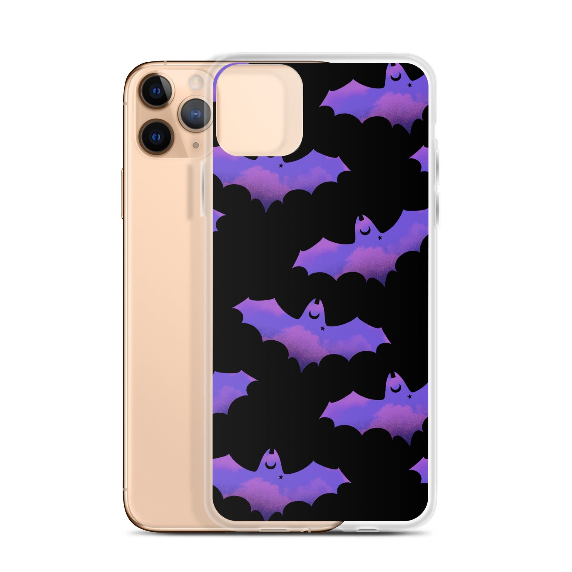 Stylish Morrigan iPhone® Clear Case featuring bat design, protects against scratches and easy to handle.