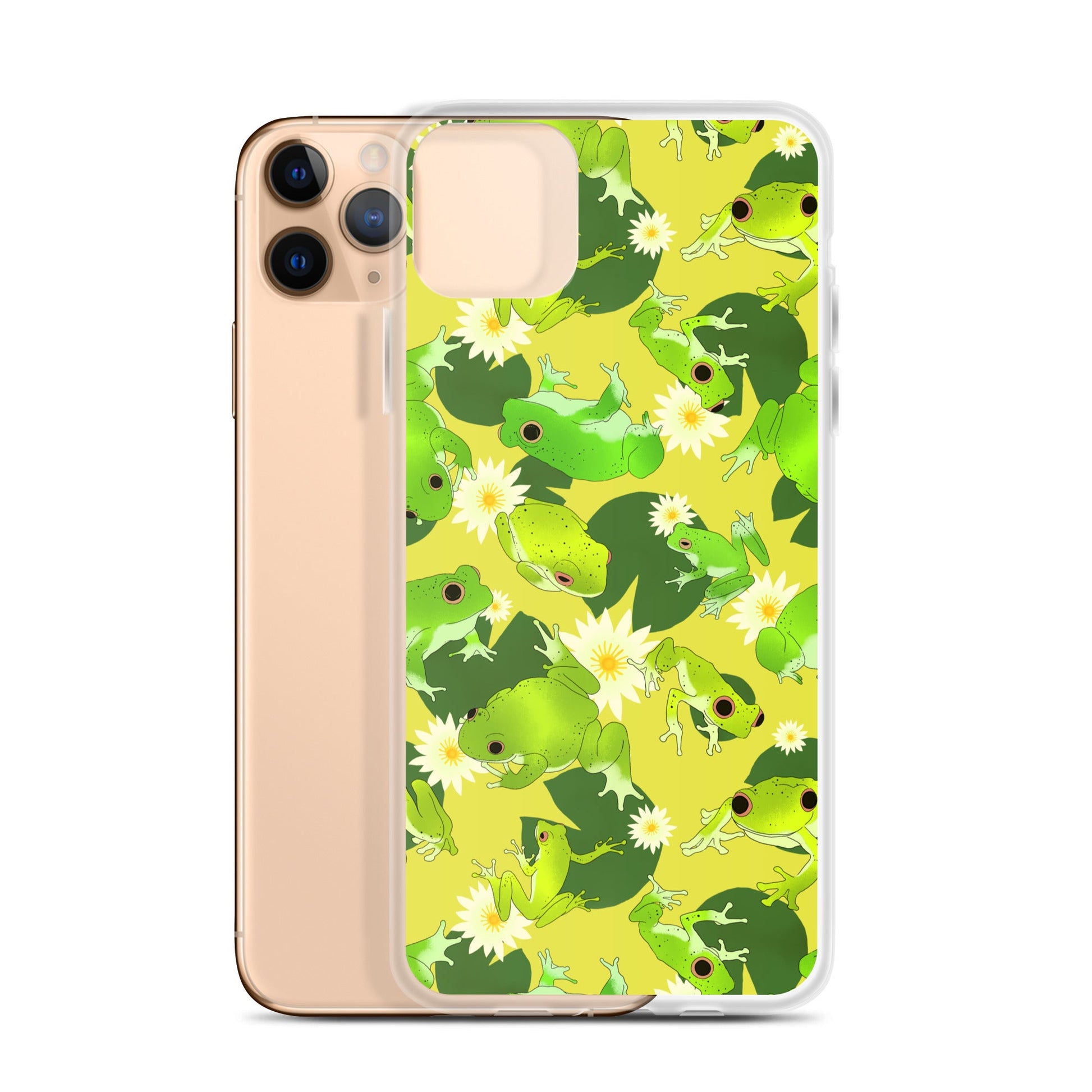 Kero-kero iPhone® Clear Case features a vibrant frog design, protecting your phone from scratches and dirt.