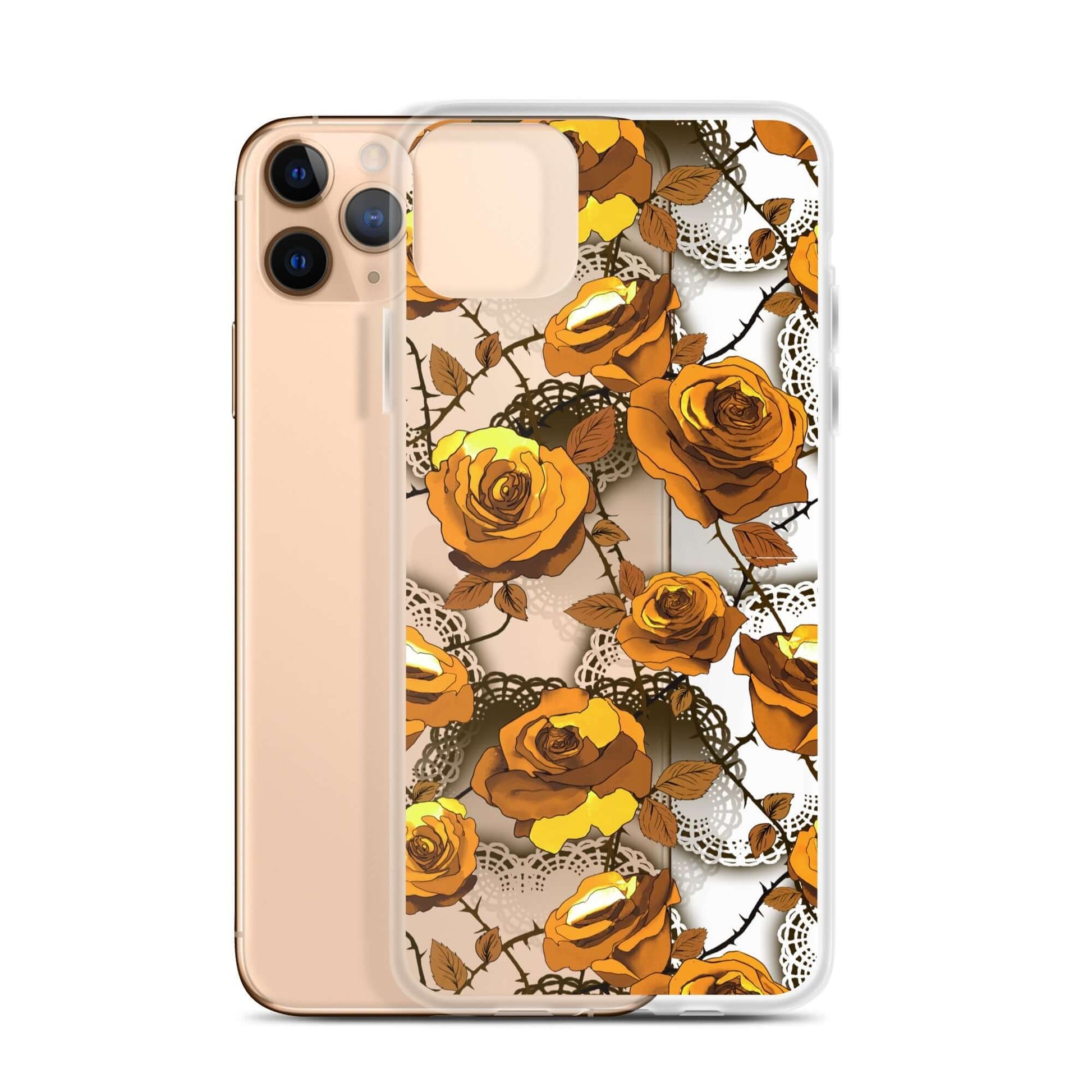 Sleek Enchanted Rose iPhone® Clear Case (Transparent) offers protection from scratches and easy access to ports.