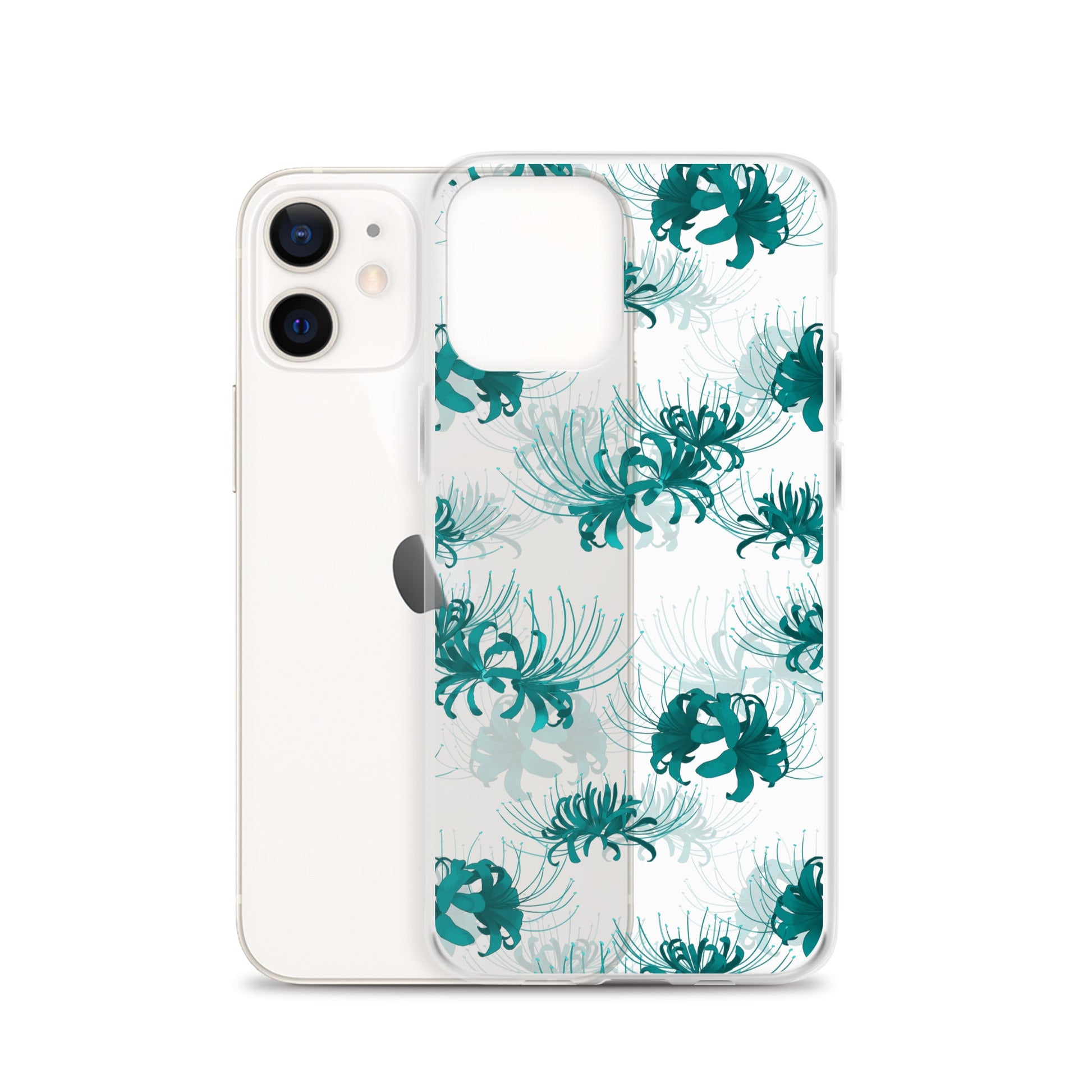 Sleek Higanbana iPhone® Clear Case showcases floral design, protecting your phone from scratches and dirt.