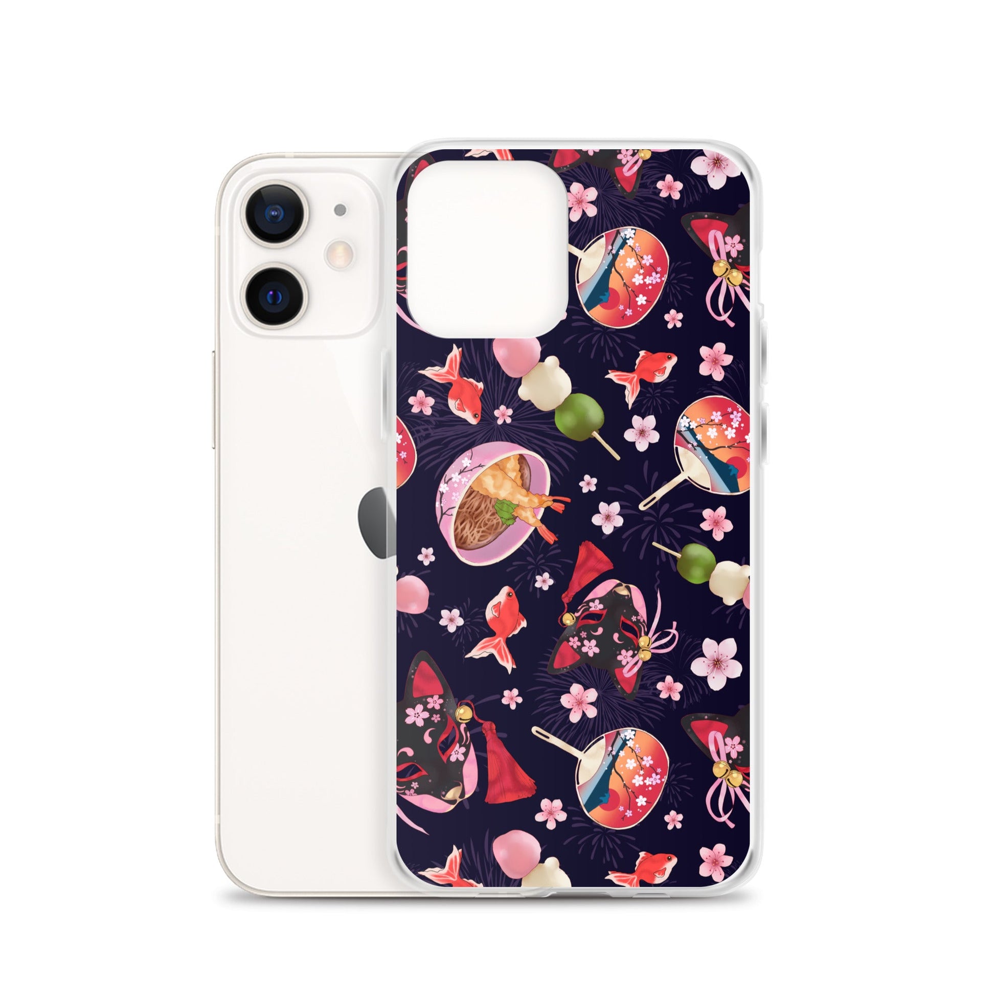 Matsuri iPhone® Clear Case features a vibrant design, offering protection from scratches and easy access to ports.