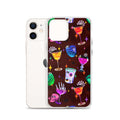 Colorful Monster Party iPhone® Clear Case featuring fun designs, protecting against scratches and dirt with flexible sides.
