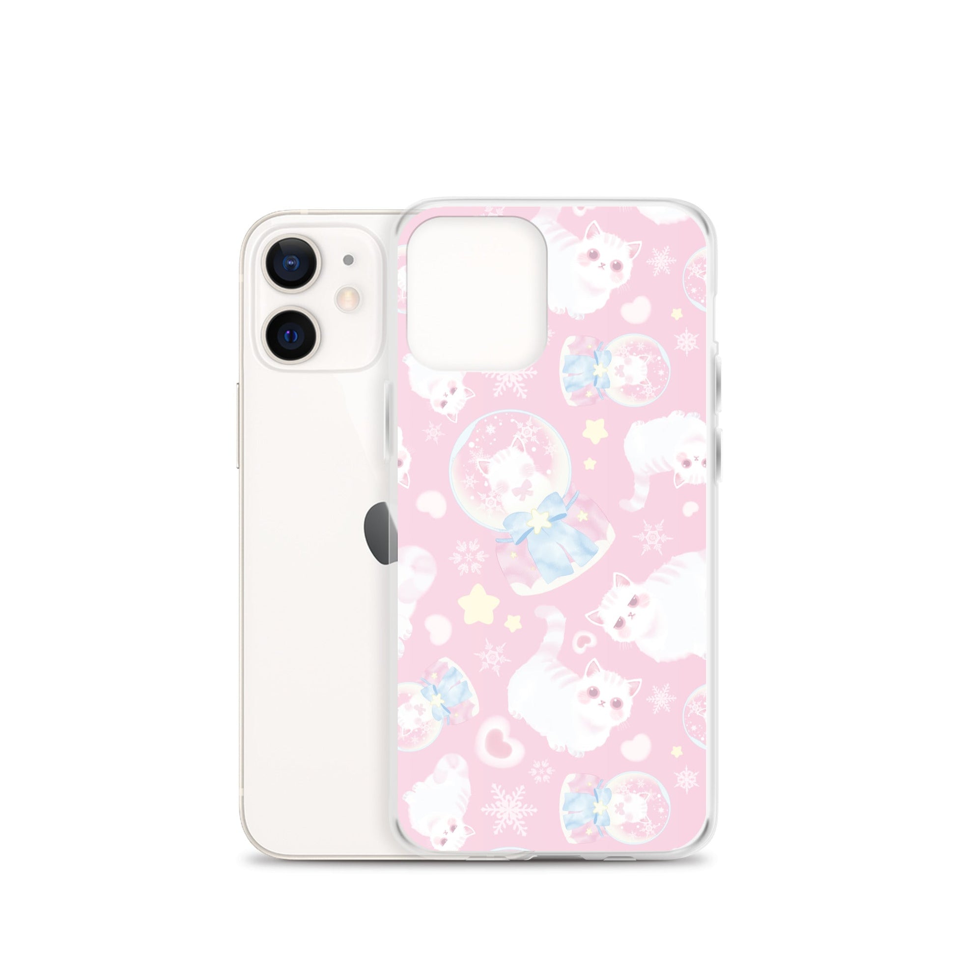 Sleek Snow Kitten iPhone® Clear Case featuring adorable kittens, protecting your phone from scratches and dirt.