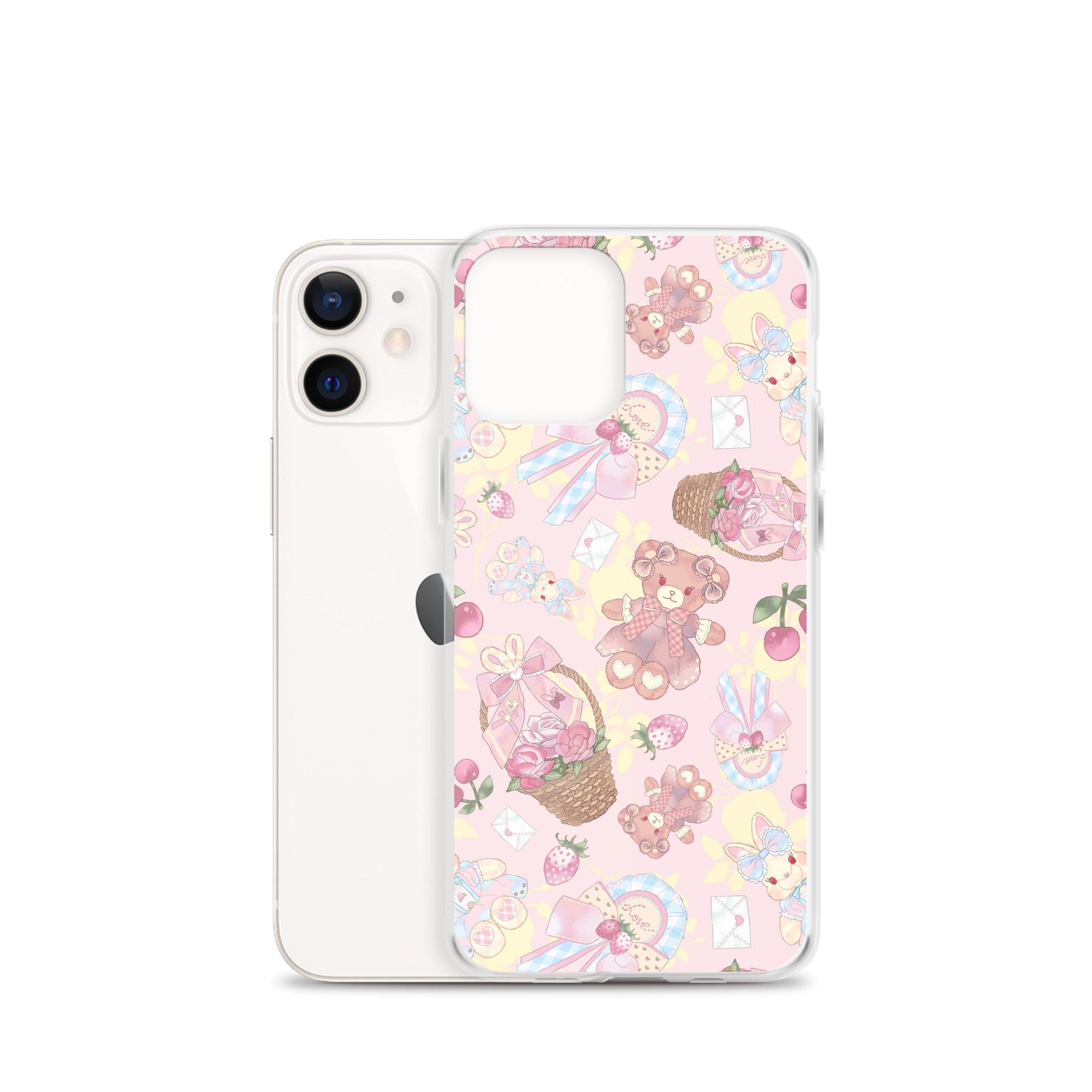 Sweet Teddy iPhone® Clear Case features cute designs, offering protection from scratches and easy access to ports.