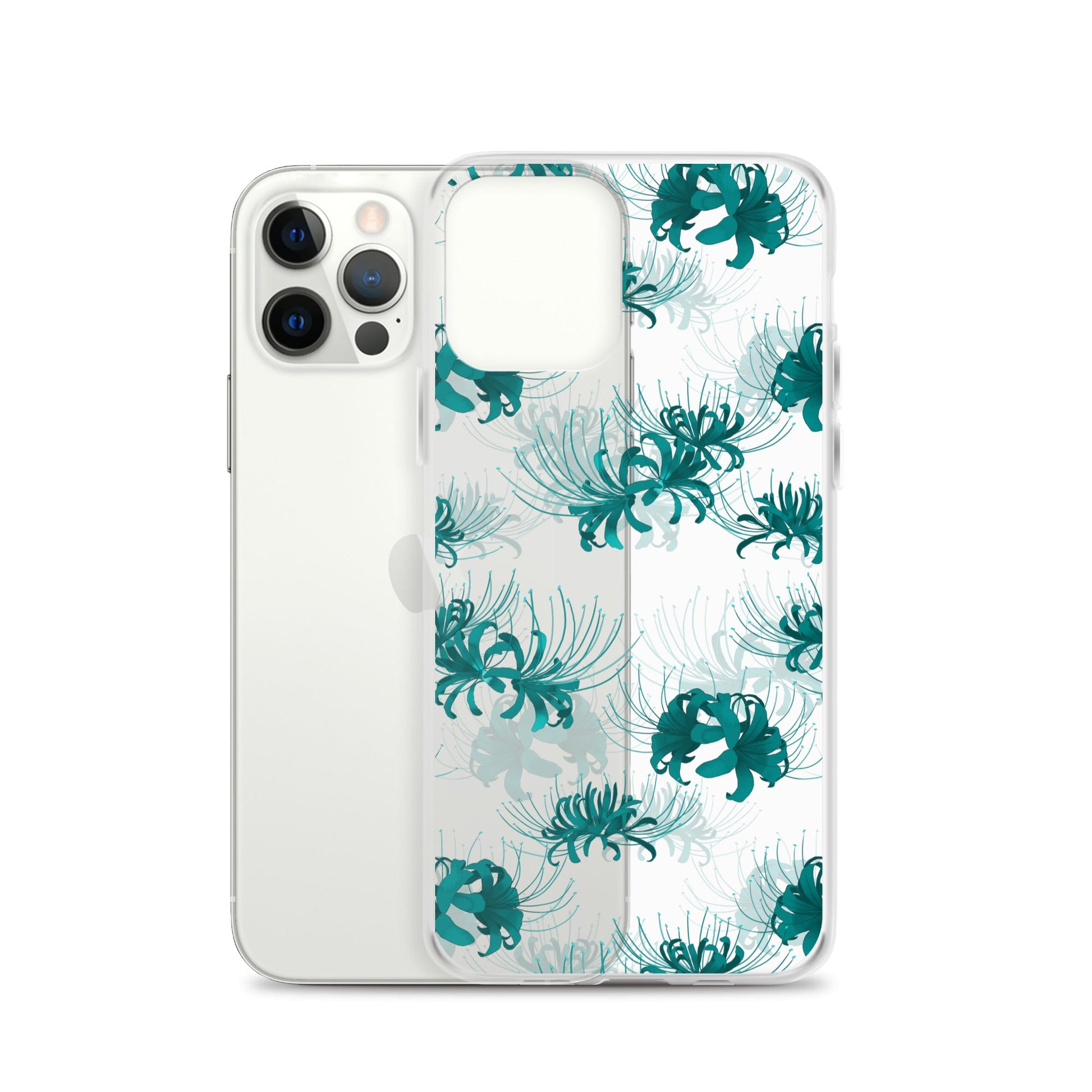 Stylish Higanbana iPhone® Clear Case with floral design offers protection against scratches and easy handling.