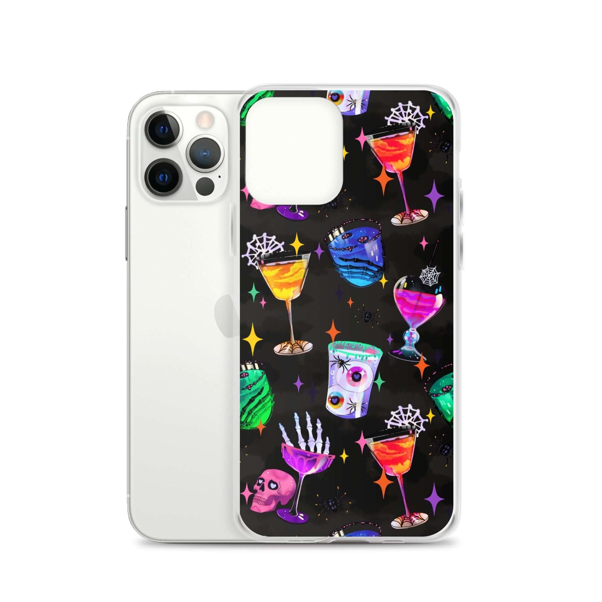 Colorful Monster Party iPhone® Clear Case featuring fun graphics, offering sleek protection against scratches and dirt.