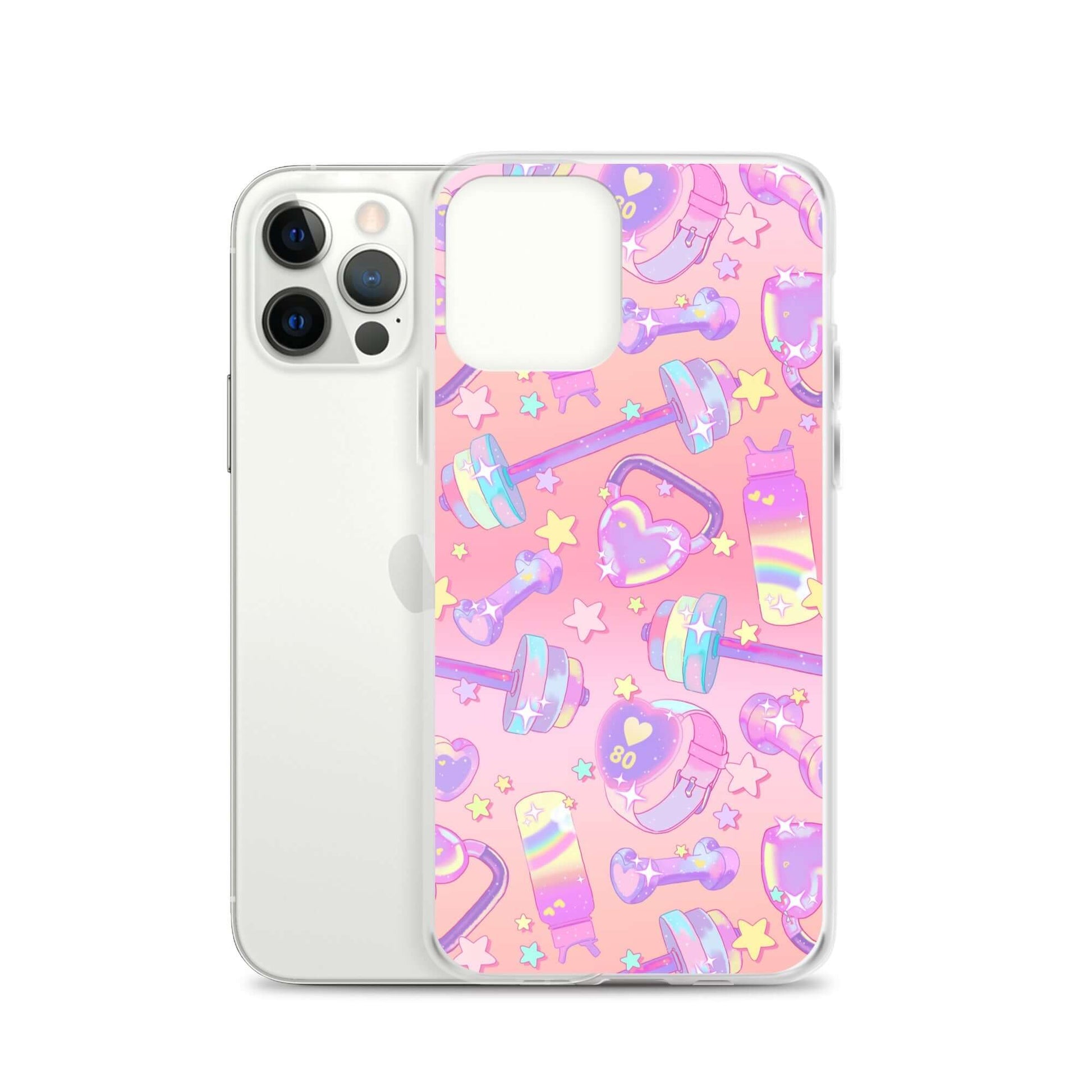 Showcasing the Glitter Gains iPhone® Clear Case, a stylish design protecting against scratches and dirt.