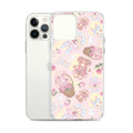 Sweet Teddy iPhone® Clear Case featuring adorable teddy bear designs, offering stylish protection and easy access to ports.