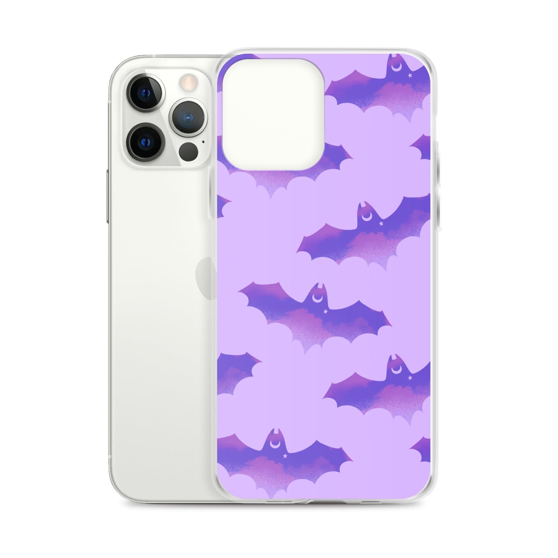 Morrigan iPhone® Clear Case features a stylish bat design, offering protection against scratches and dirt.
