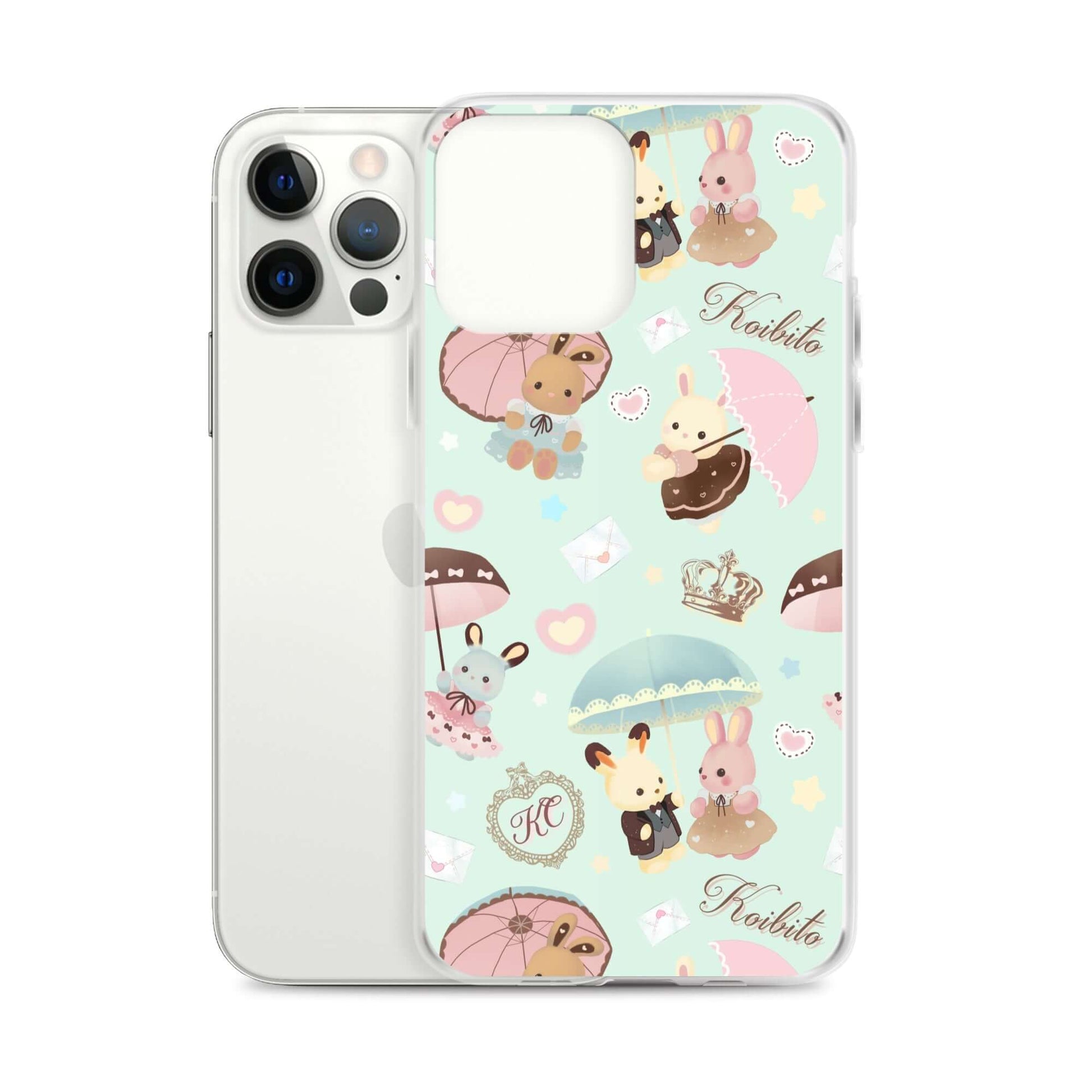 Stylish Parasol Bunny iPhone® Clear Case featuring cute bunny designs, offering protection from scratches and dirt.