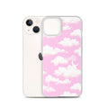 Cloudy Sky iPhone® Clear Case showcases a pink cloud design, offering sleek protection against scratches and dirt.