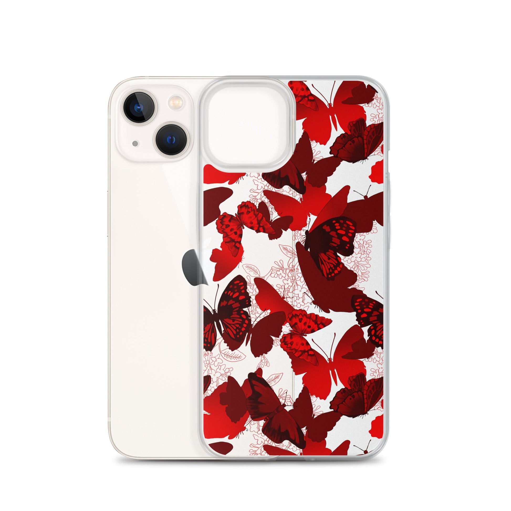 Sleek Butterfly iPhone® Clear Case with a vibrant butterfly design, protecting against scratches and dirt.