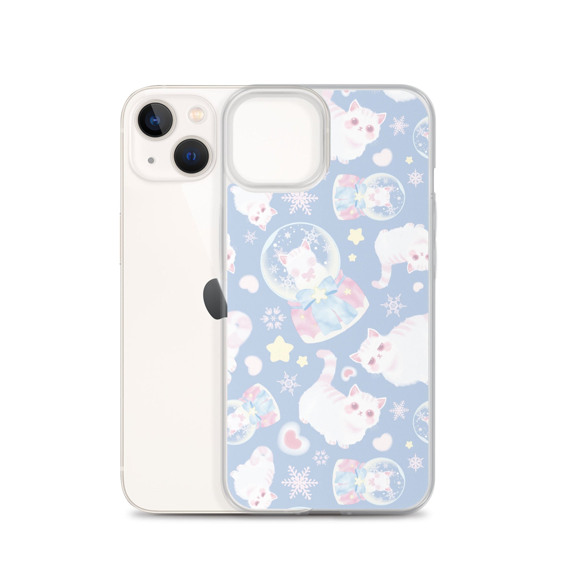 Sleek Snow Kitten iPhone® Clear Case features a cute design, protecting against scratches and dirt effortlessly.