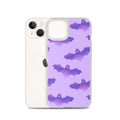Morrigan iPhone® Clear Case featuring a sleek design with bats, offering protection against scratches and dirt.