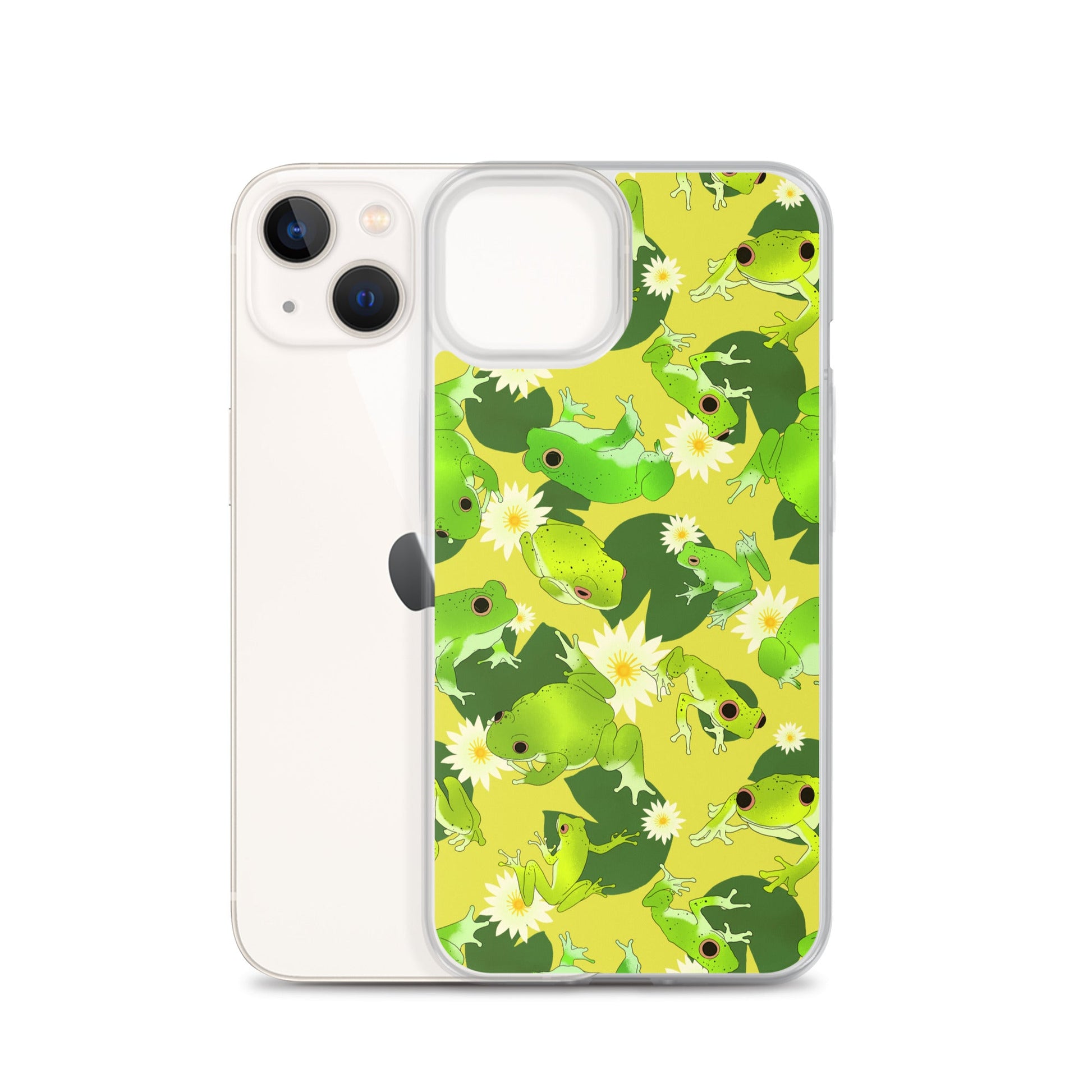 Stylish Kero-kero iPhone® Clear Case featuring a vibrant frog design, offering sleek protection and easy access.