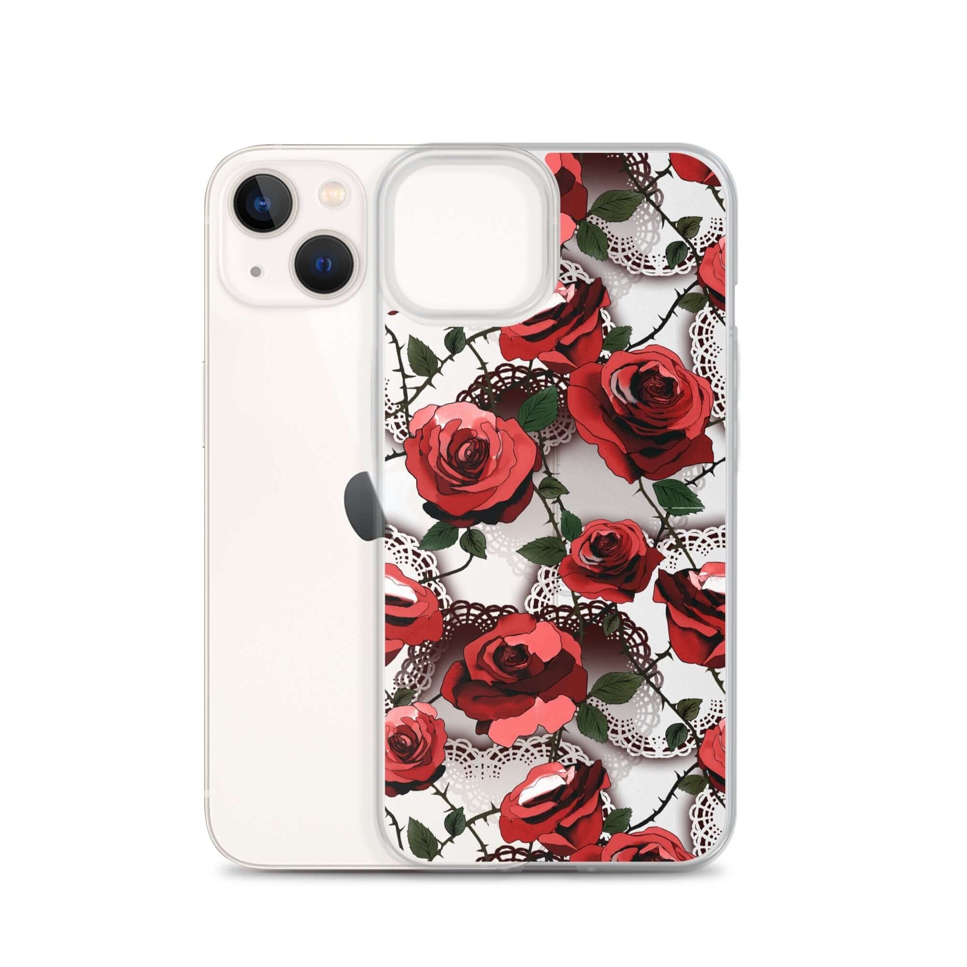 Stylish Enchanted Rose iPhone® Clear Case (Transparent), offering scratch protection and easy access to ports.