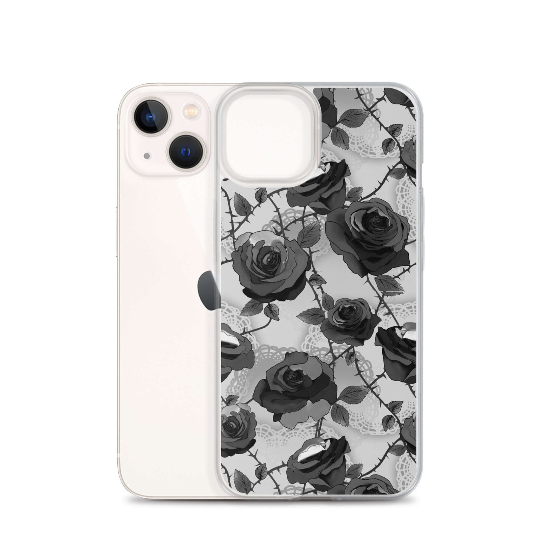 Sleek Enchanted Rose iPhone® Clear Case with flexible sides and solid back for ultimate protection against scratches.
