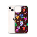 Vibrant Monster Party iPhone® Clear Case featuring fun graphics, offering stylish protection against scratches and dirt.