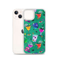 Protect your iPhone® with the fun Monster Party iPhone® Clear Case, featuring vibrant monster and drink designs.