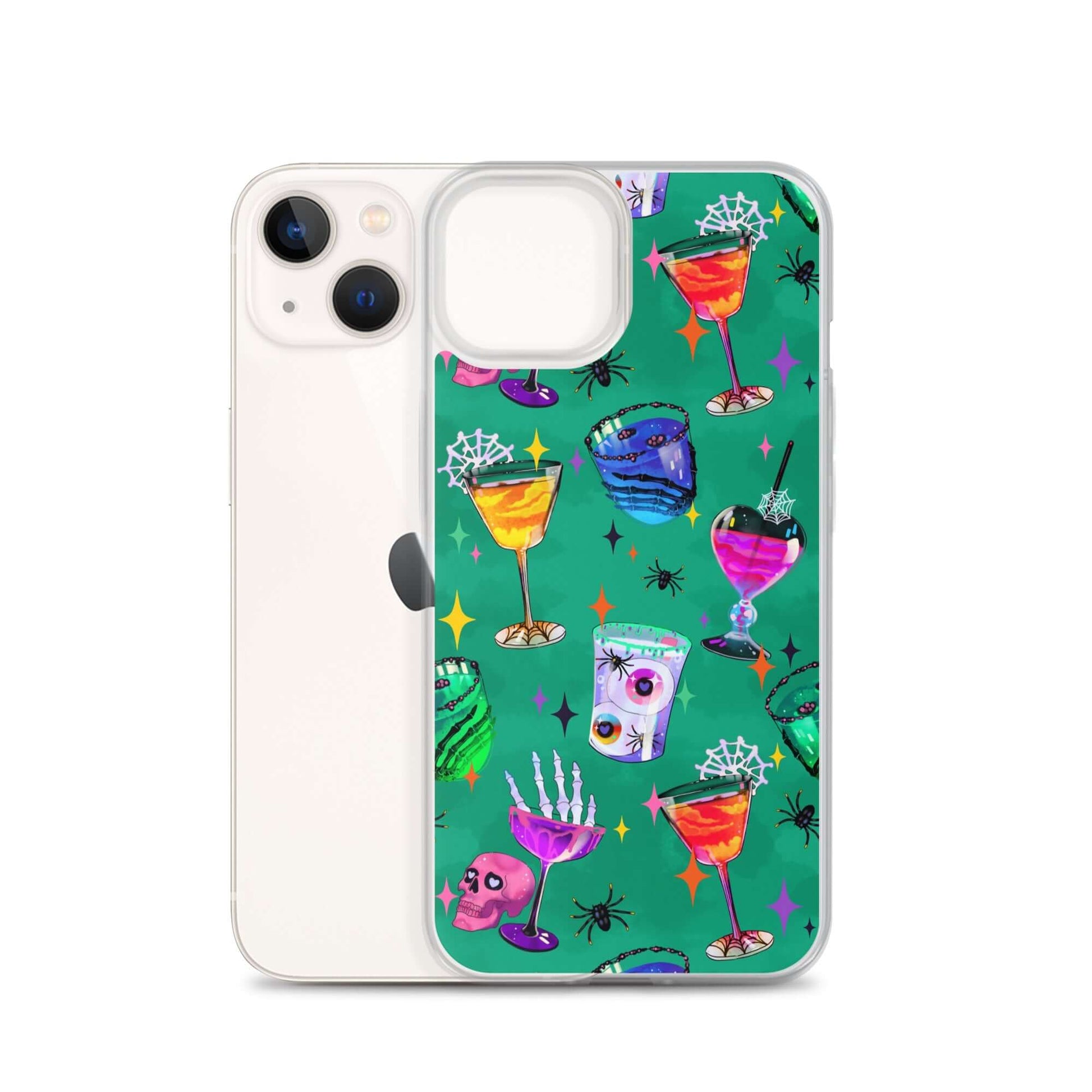 Protect your iPhone® with the fun Monster Party iPhone® Clear Case, featuring vibrant monster and drink designs.