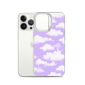 Sleek Cloudy Sky iPhone® Clear Case featuring a dreamy cloud design, offering protection from scratches and dust.