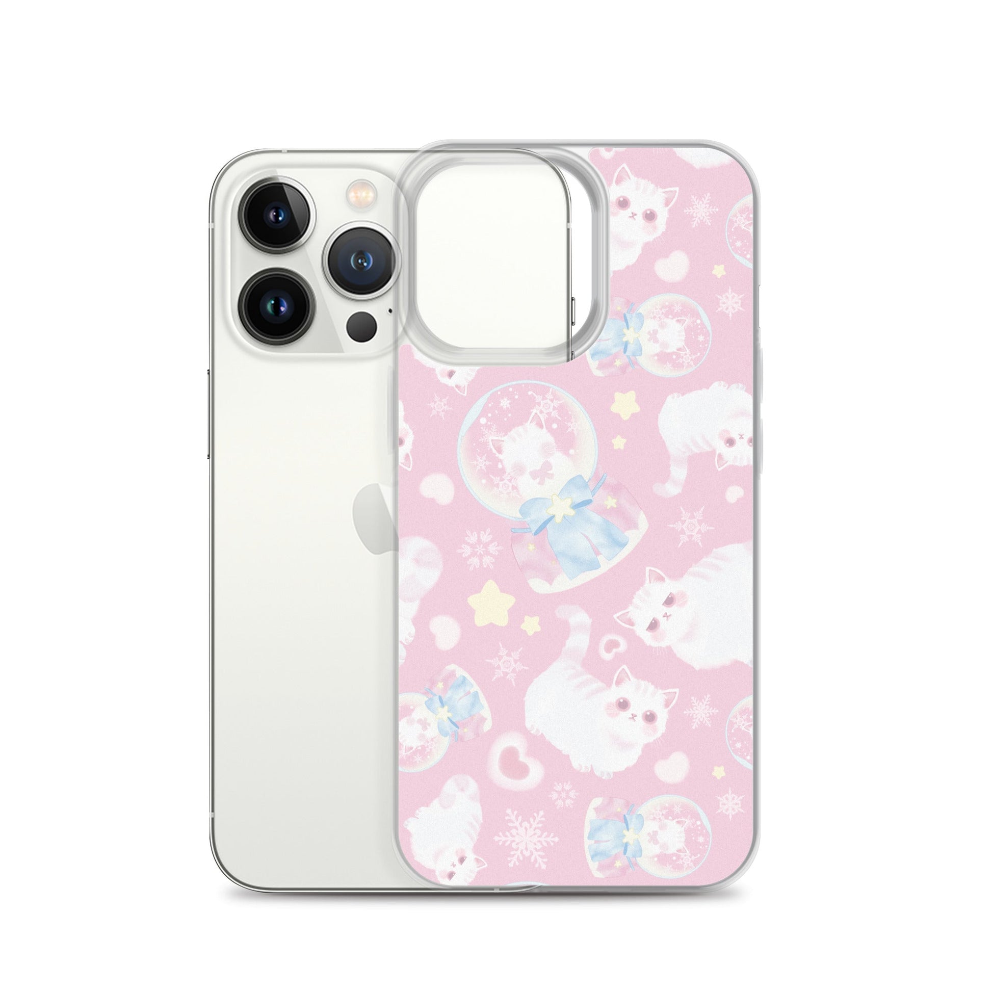Sleek Snow Kitten iPhone® Clear Case with flexible sides, protecting against scratches and dirt. Perfect for style!