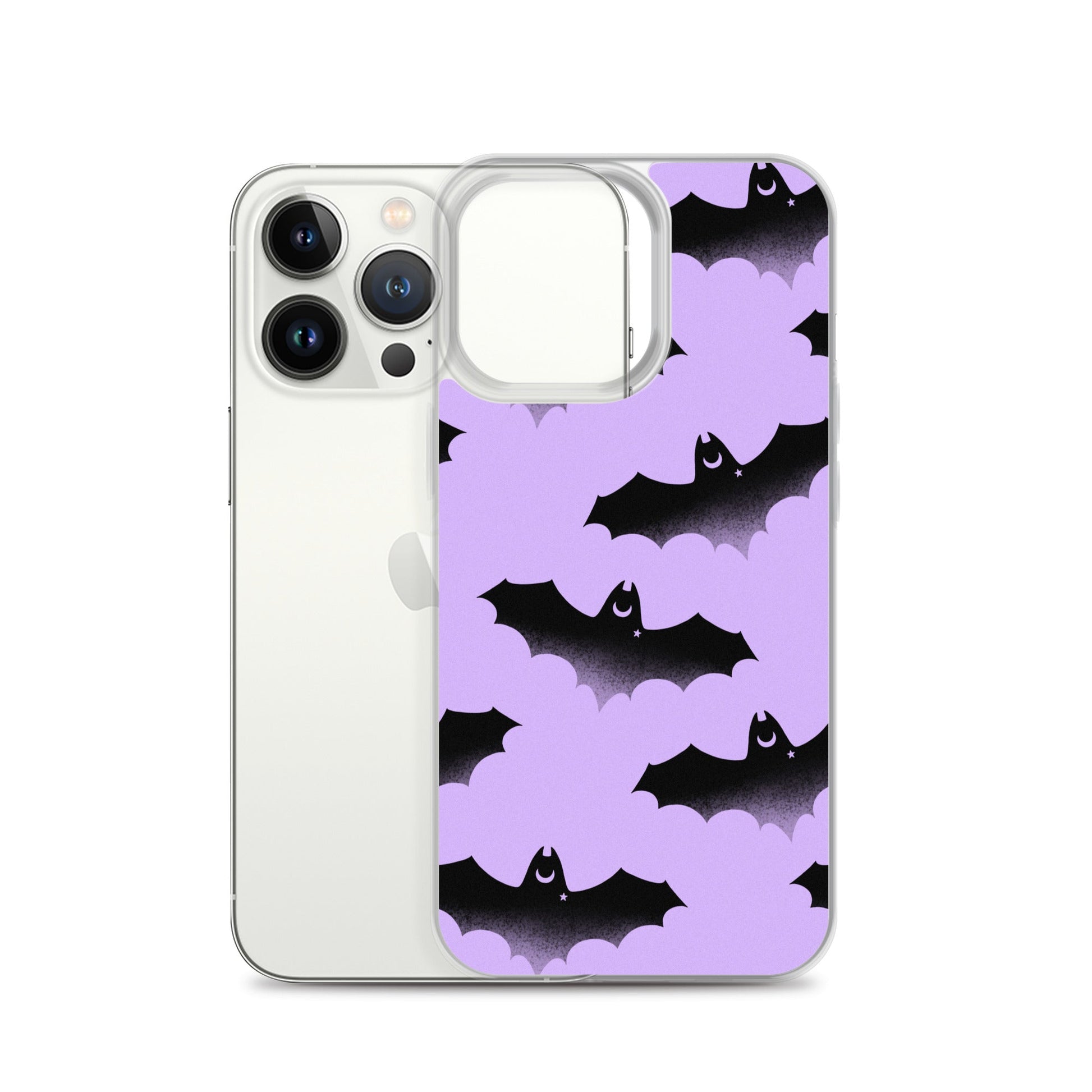 Morrigan iPhone® Clear Case features a stylish bat design, providing protection from scratches and dust. Perfect for your phone!