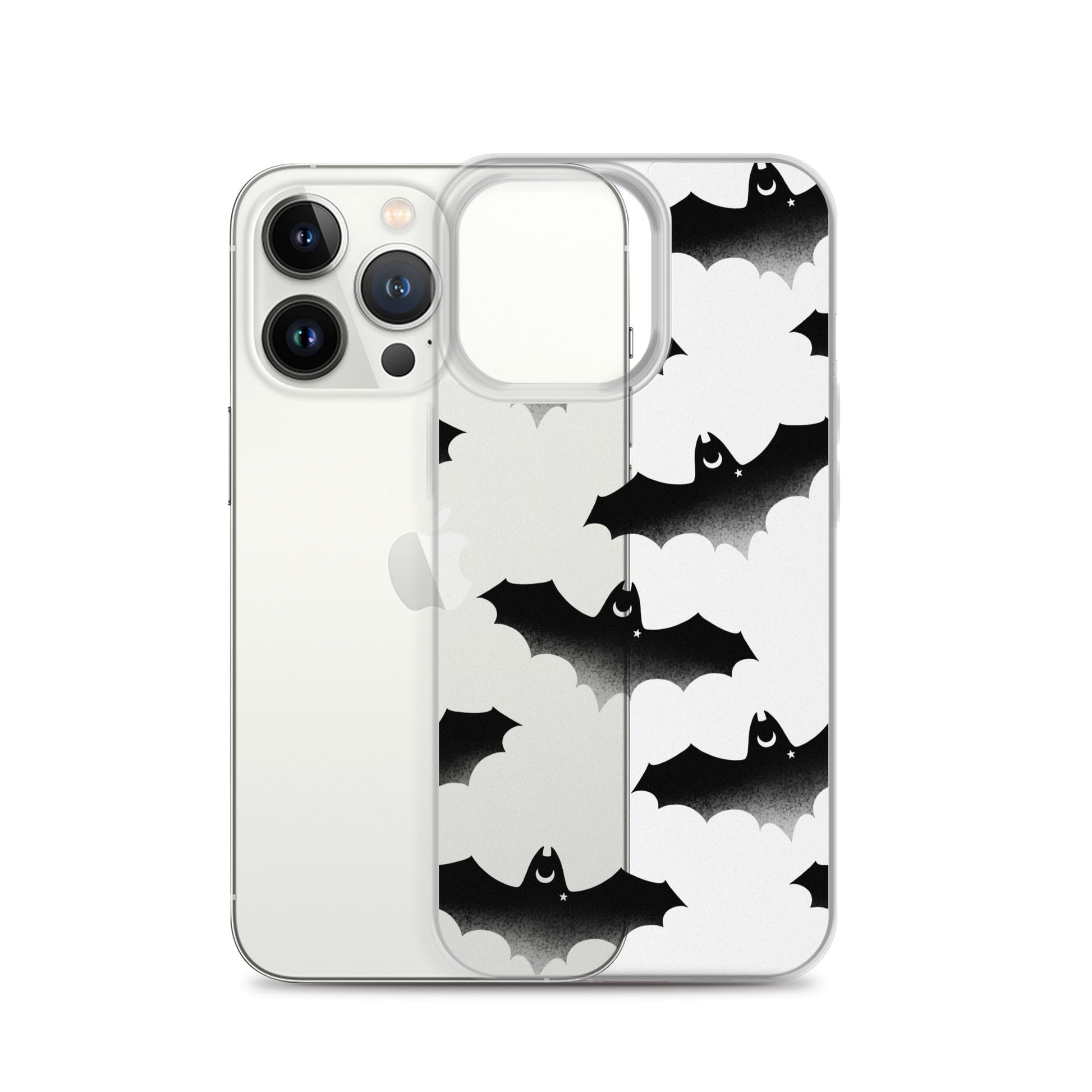 Sleek Morrigan iPhone® Clear Case offers durable protection with a stylish bat design, perfect for everyday use.