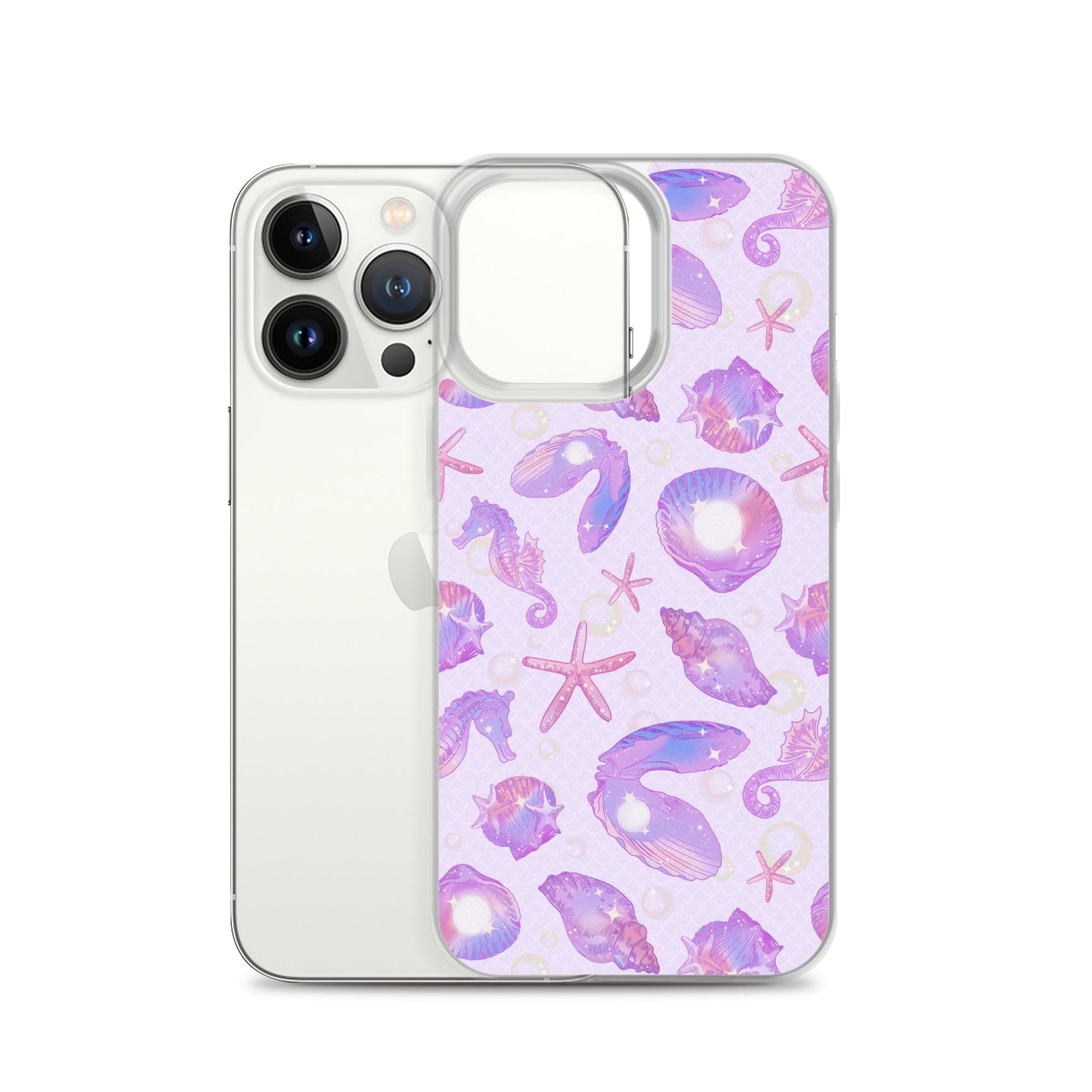 Sleek Sea Princess iPhone® Clear Case features a stylish shell design, protecting from scratches and dirt effortlessly.