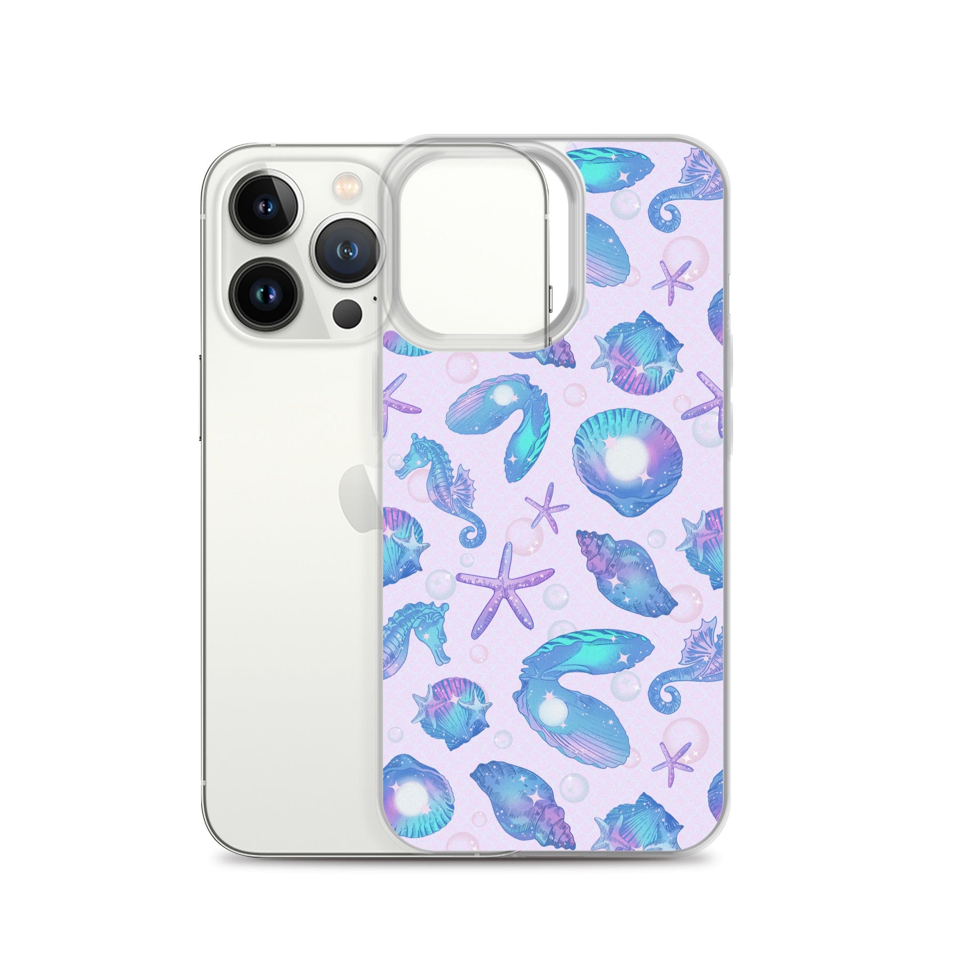 Stylish Sea Princess iPhone® Clear Case featuring ocean-themed designs, offering protection from scratches and dirt.