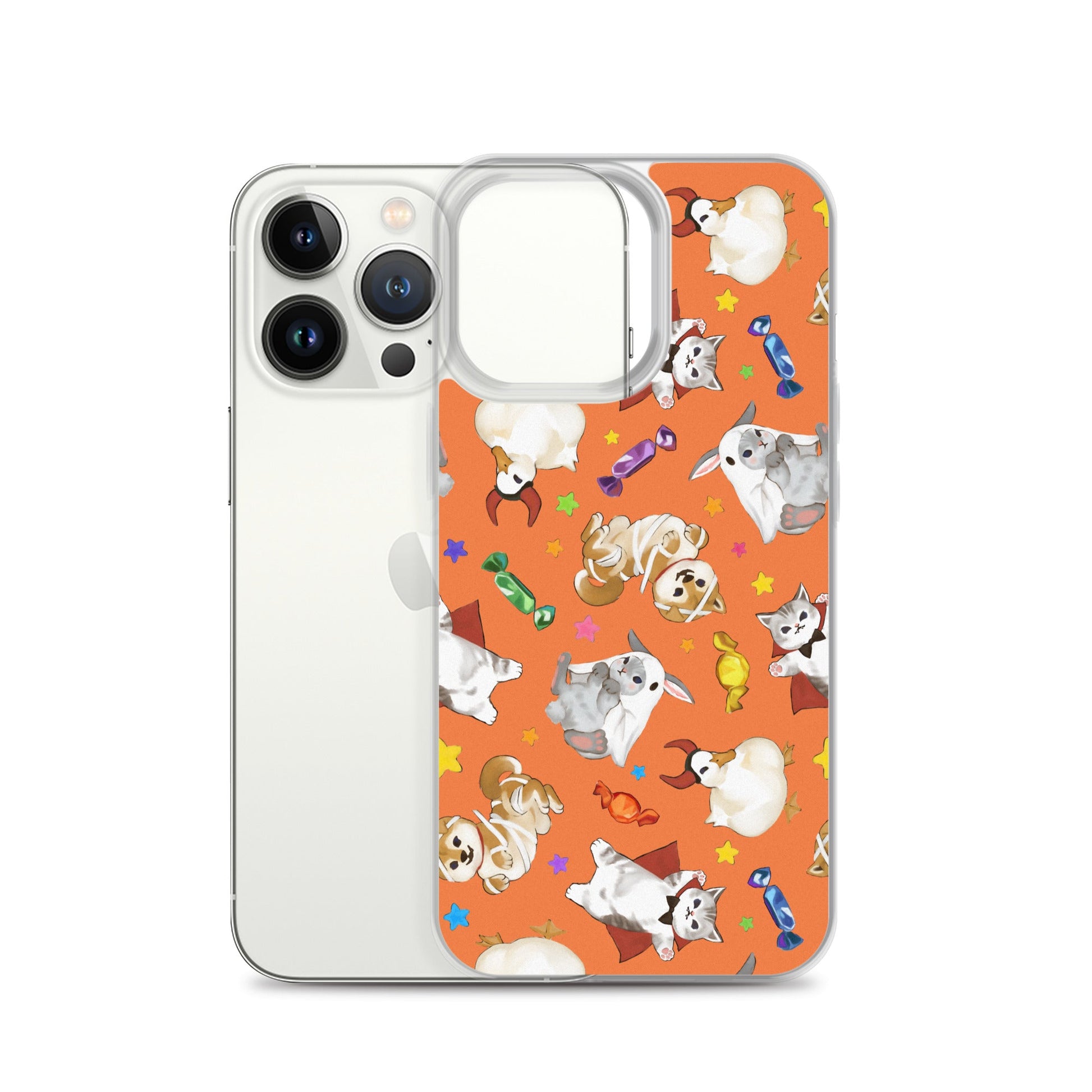 Trick or Treaters iPhone® Clear Case features playful designs, offering reliable protection against scratches and dirt.