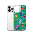 Colorful Monster Party iPhone® Clear Case featuring fun designs, offering protection against scratches and dirt.