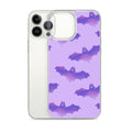 Morrigan iPhone® Clear Case featuring a bat design, offering protection against scratches and dirt for your phone.