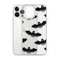 Sleek Morrigan iPhone® Clear Case with a stylish bat design, offering protection from scratches and dirt.