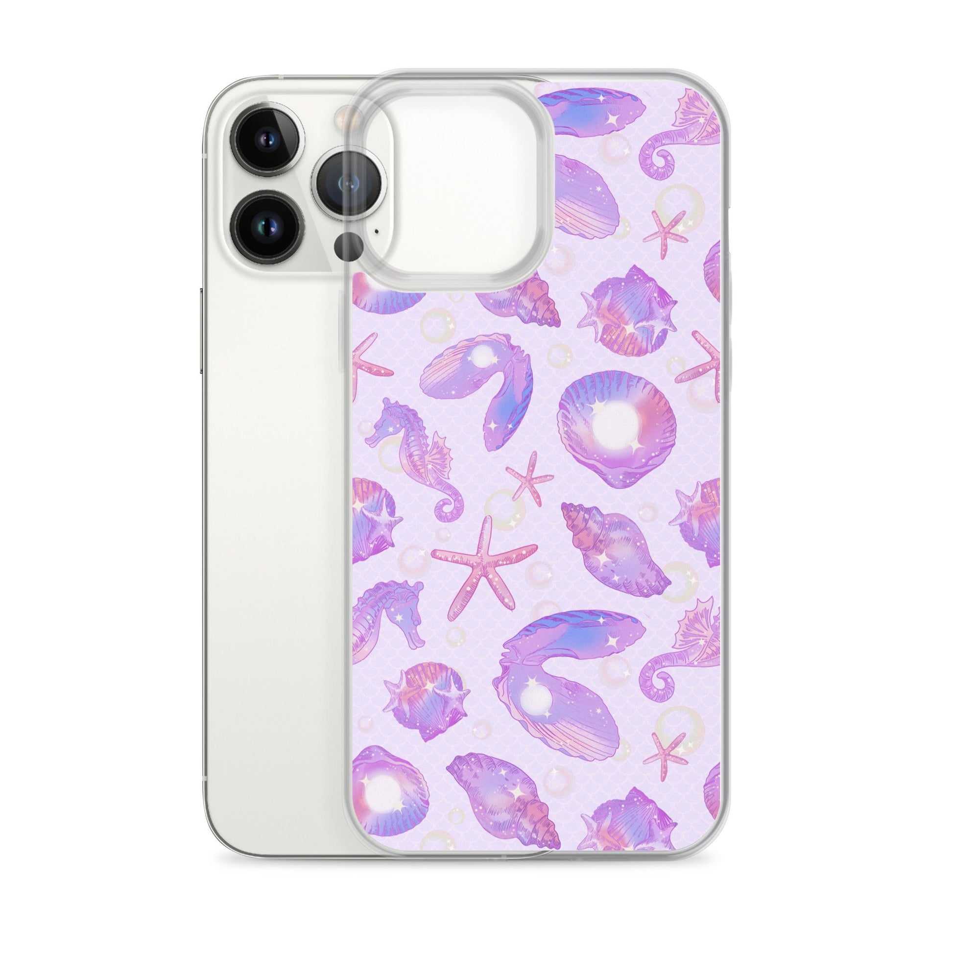 Sleek and protective Sea Princess iPhone® Clear Case featuring a colorful seashell design for style and durability.