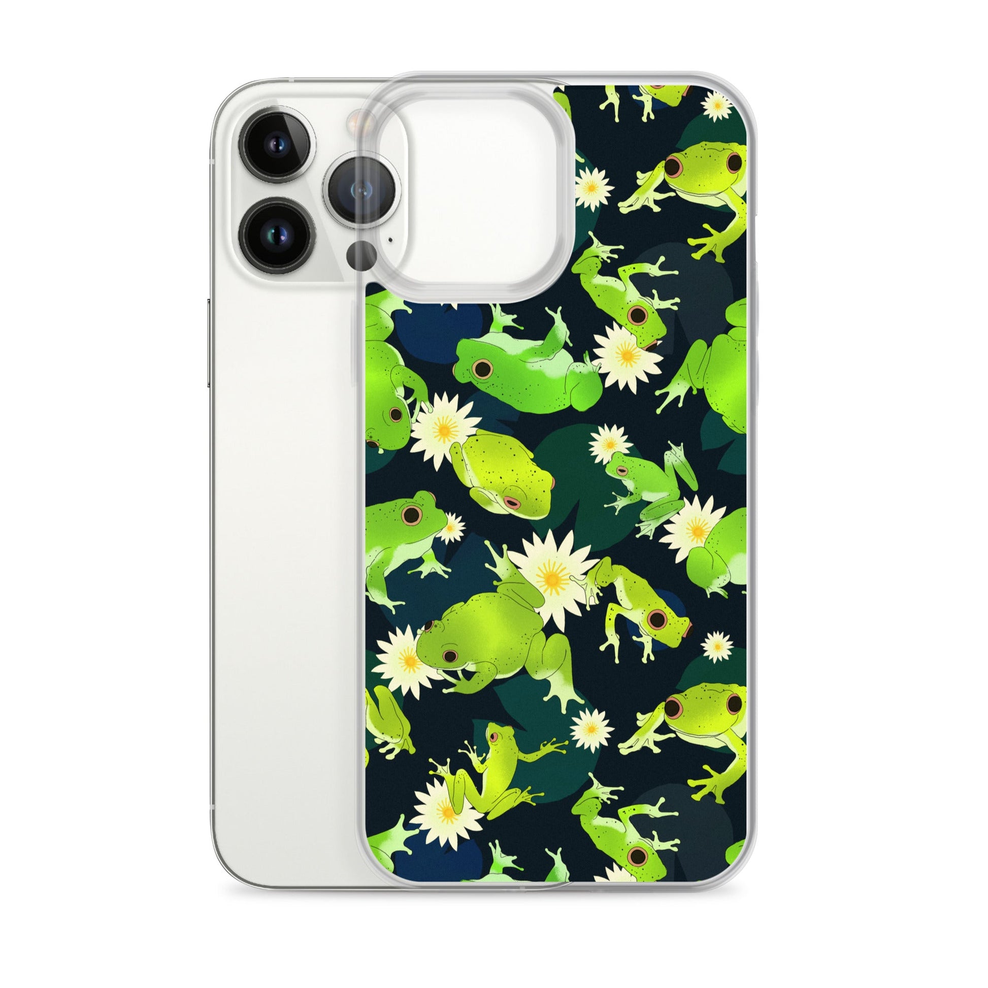 Sleek Kero-kero iPhone® Clear Case features a vibrant frog design, offering protection from scratches and dust.