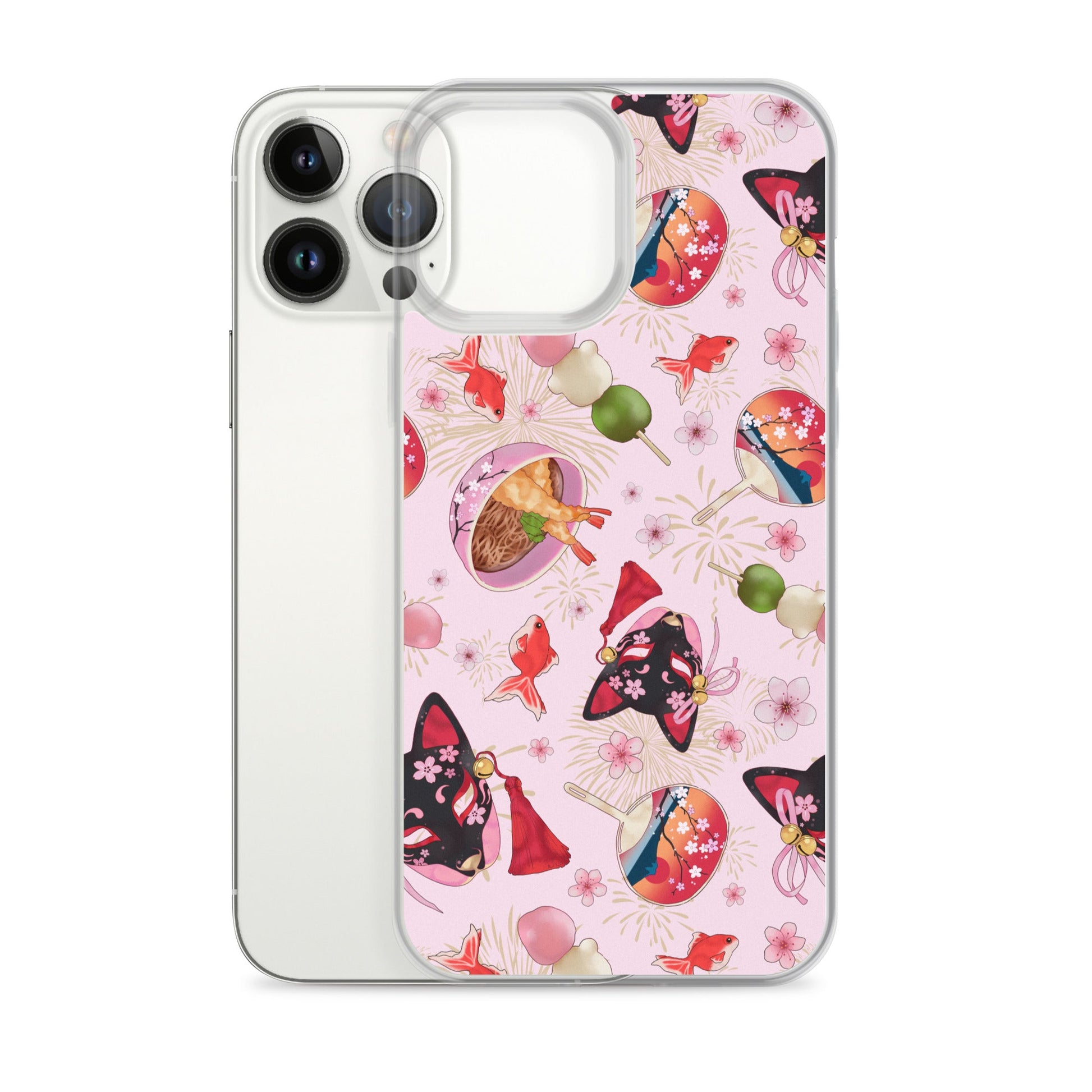 Stylish Matsuri iPhone® Clear Case with a vibrant design, offering protection from scratches and easy access to ports.