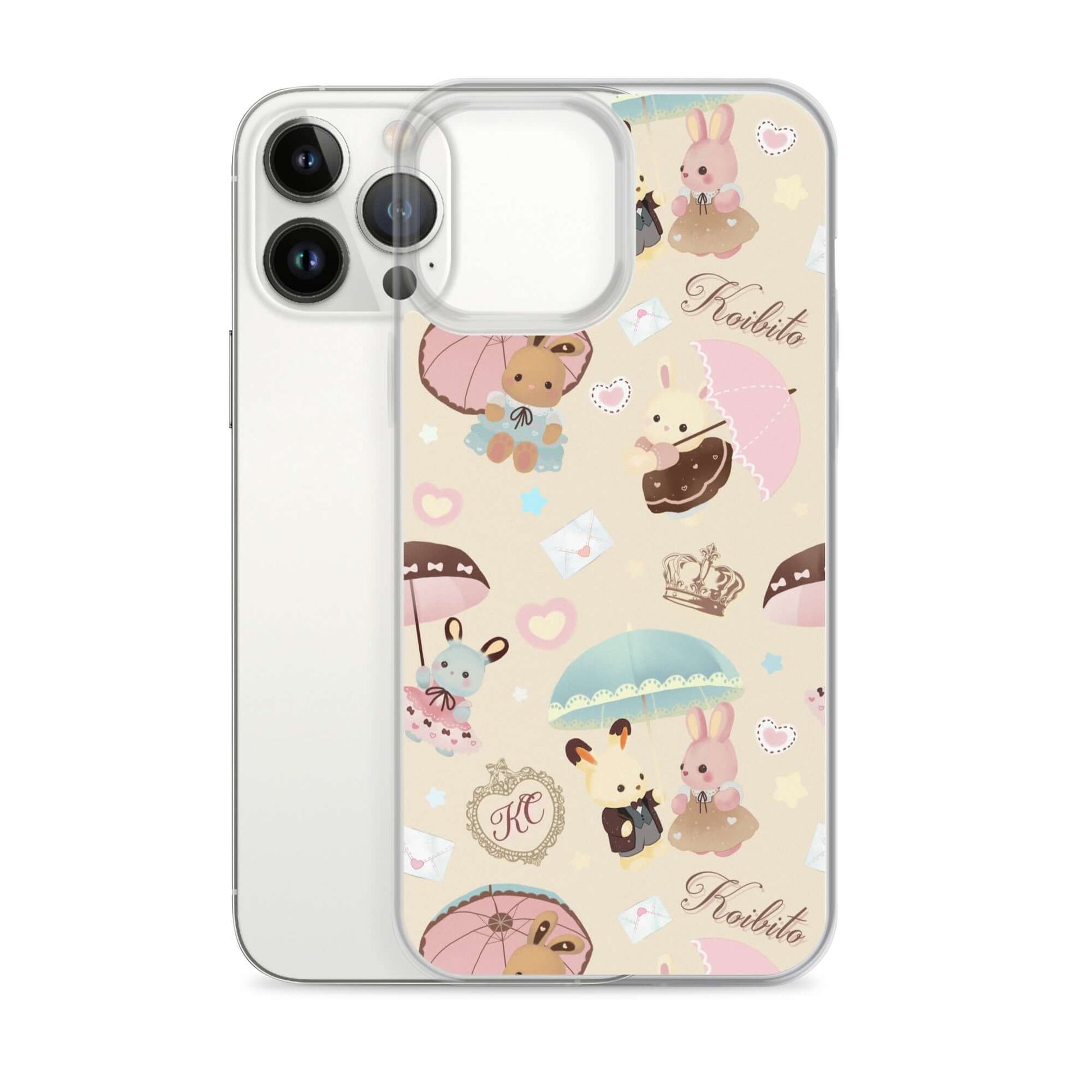 Parasol Bunny iPhone® Clear Case features adorable bunny designs, offering stylish protection and easy access to ports.