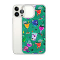 Sleek Monster Party iPhone® Clear Case featuring vibrant designs, offering protection from scratches and dirt.