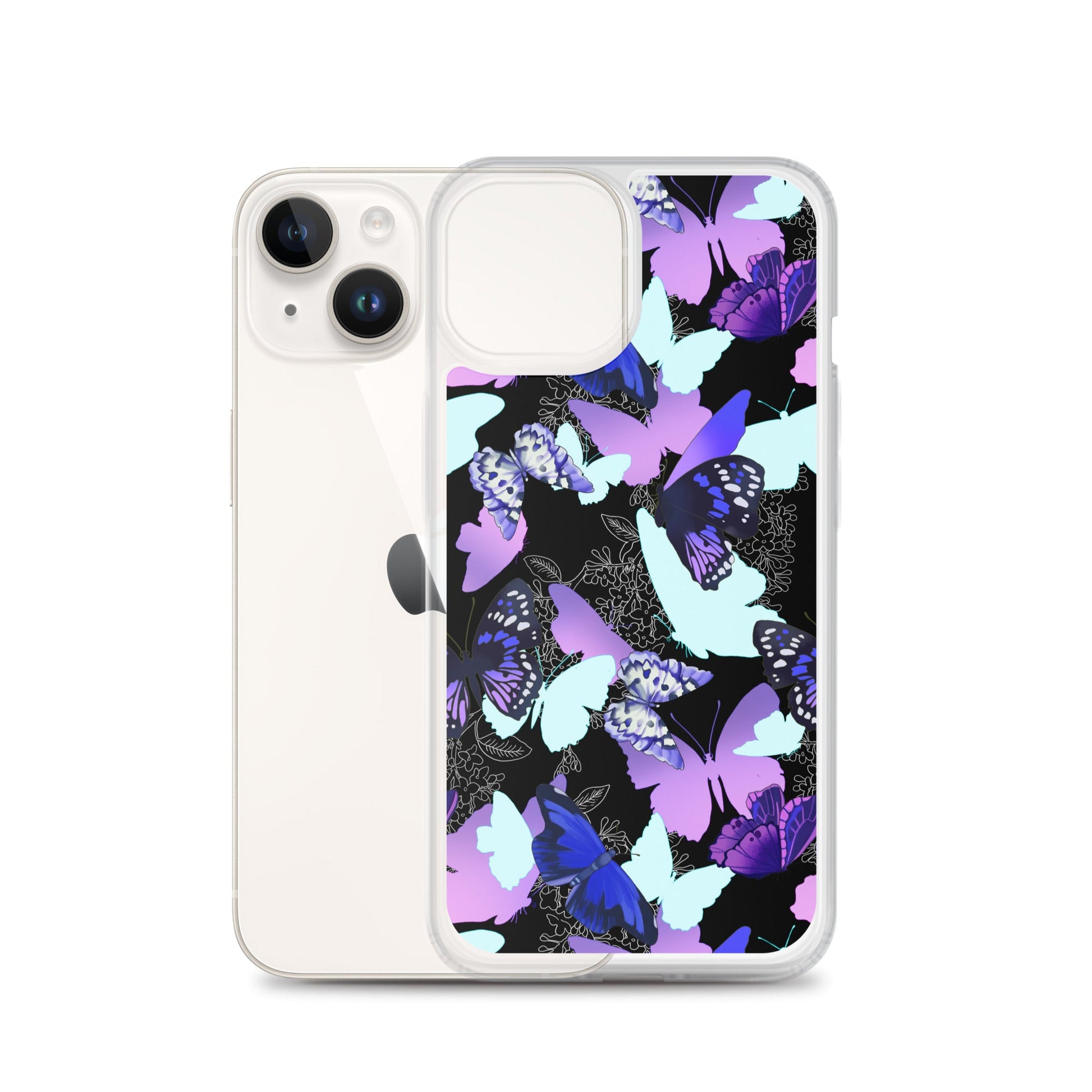 Protect your phone stylishly with the Butterfly iPhone® Clear Case, featuring vibrant butterfly designs and flexible sides.