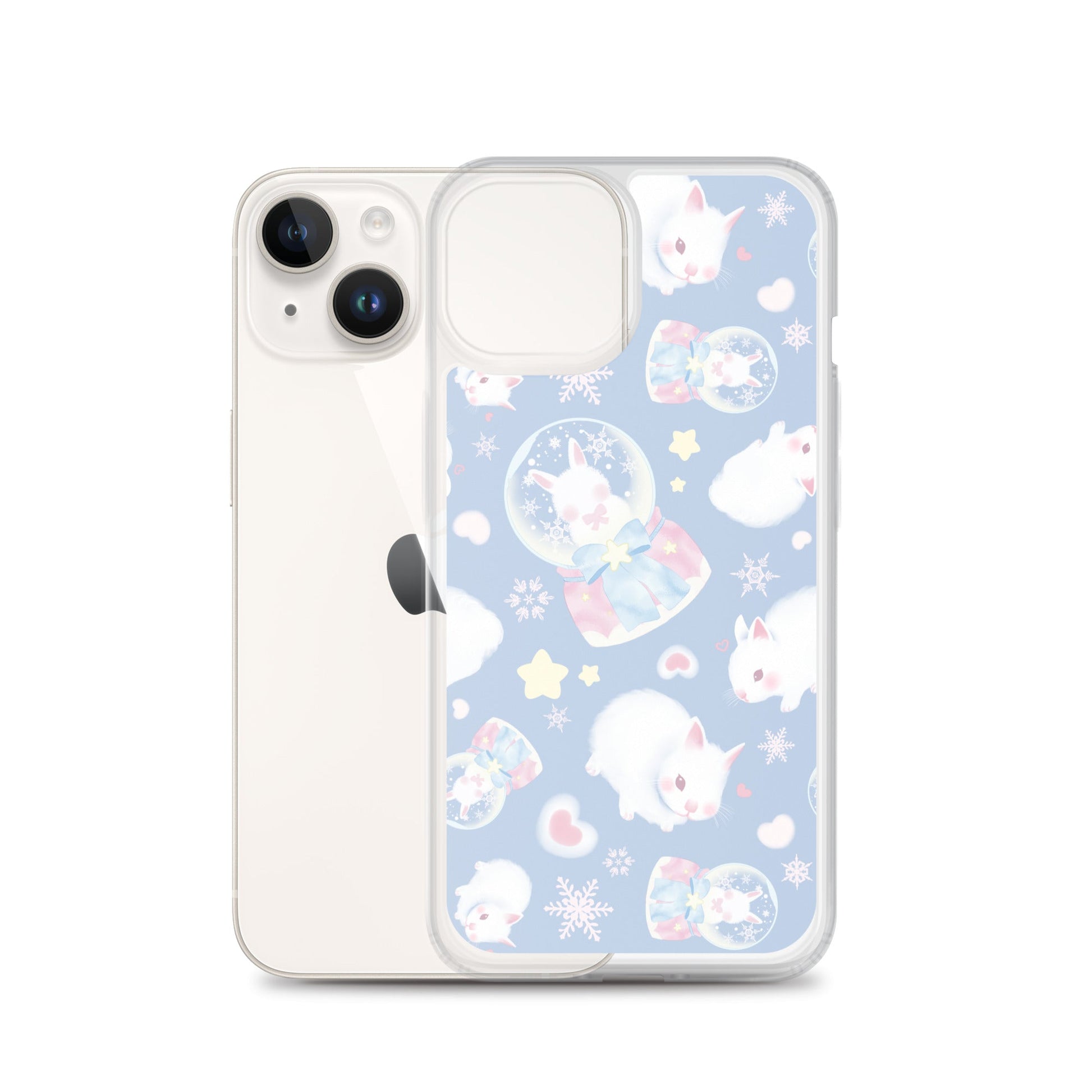 Sleek Snow Bunny iPhone® Clear Case with flexible sides protects against scratches and dirt, perfect for everyday use.